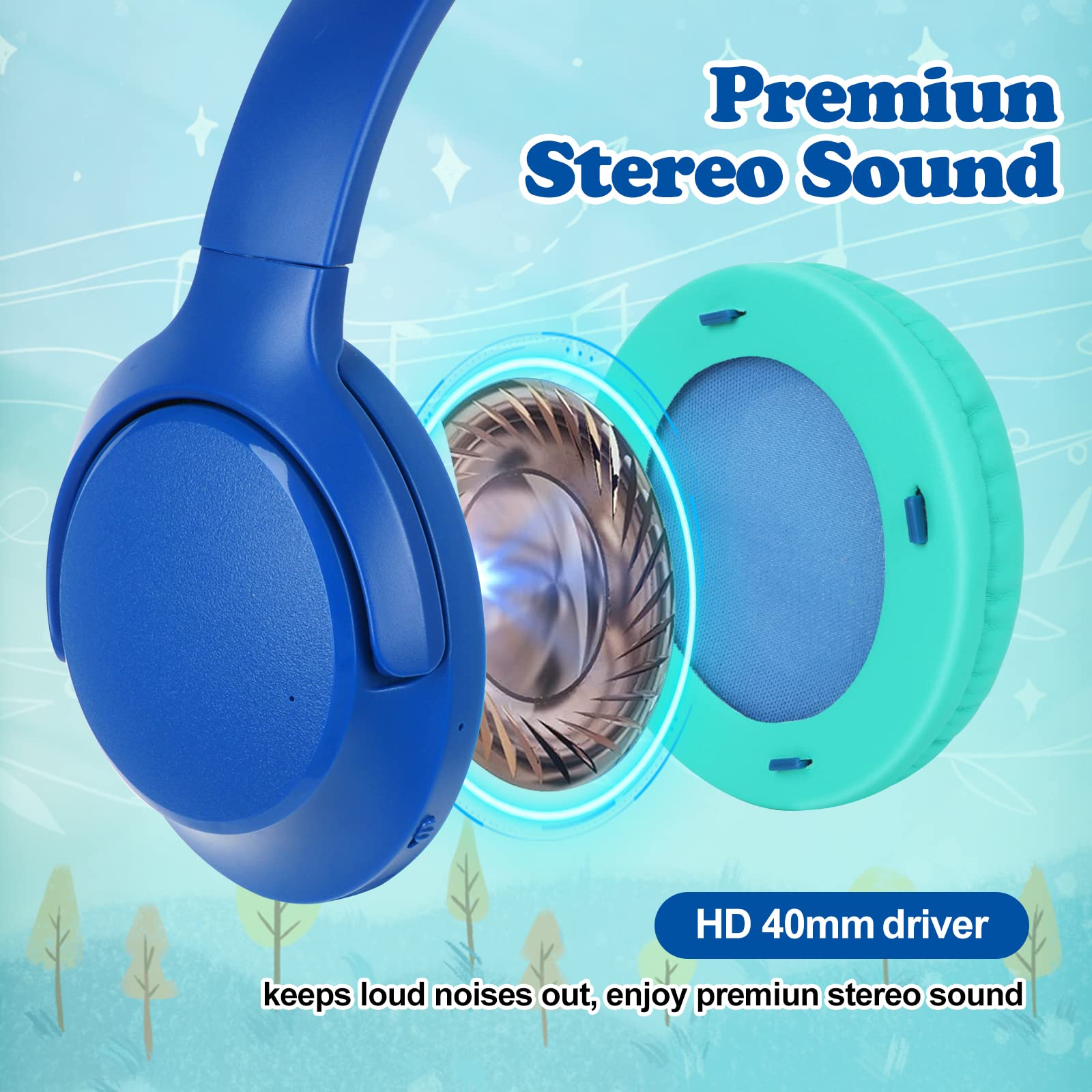 Foto 3 pulgar | Auriculares Inalámbricos Para Niños Ffz Bluetooth 5.3 Con Límite De Volumen - Venta Internacional.