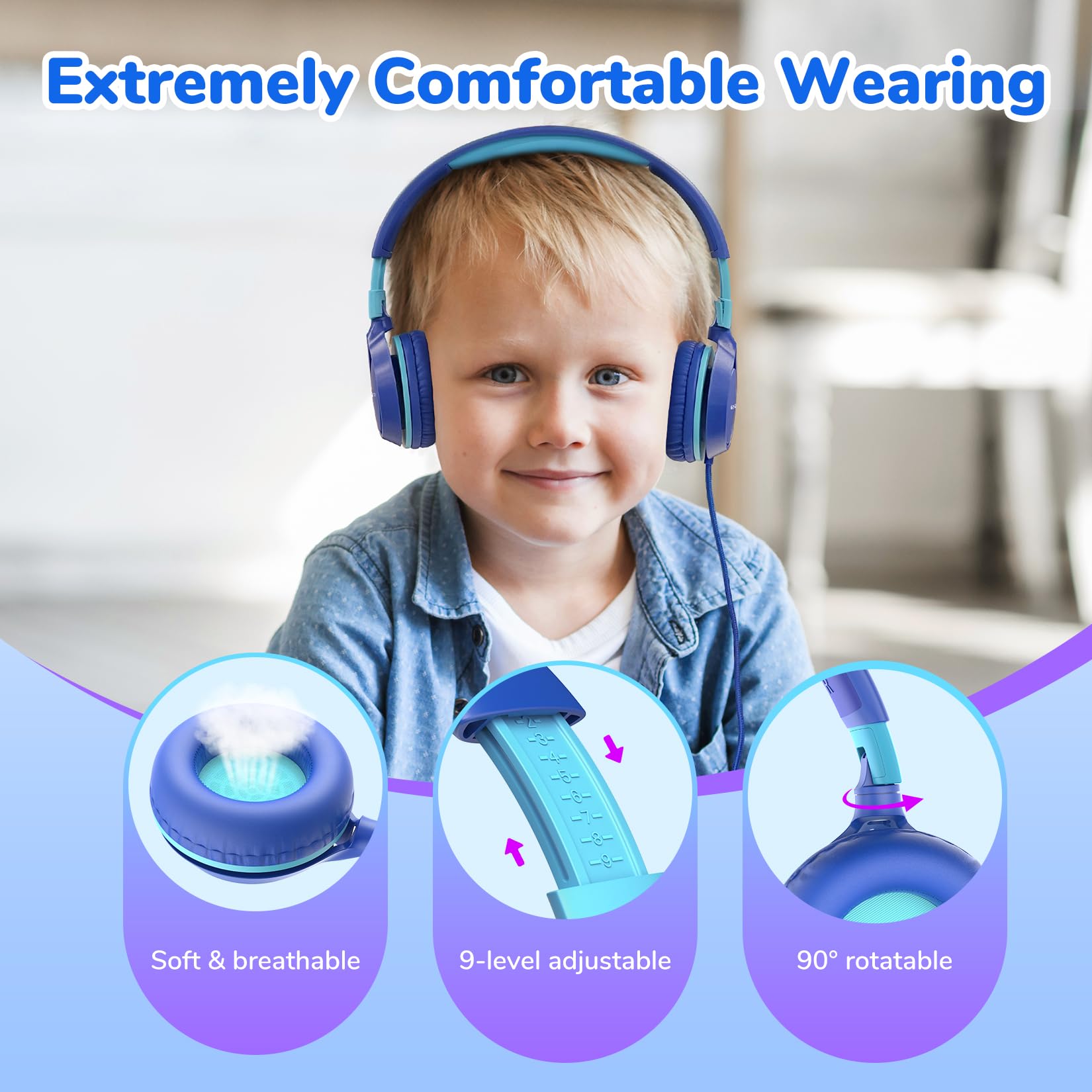 Foto 4 pulgar | Auriculares Earfun S1 Para Niños, Plegables, Con Cable, Límite De Volumen De 85 Db - Venta Internacional.