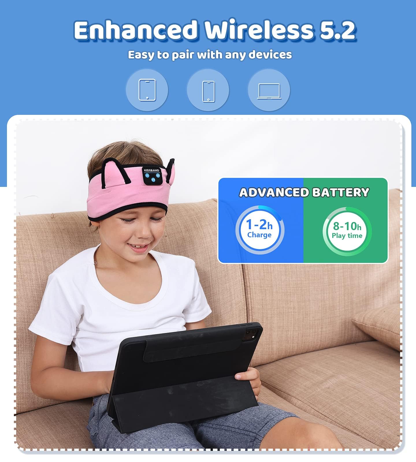 Foto 6 pulgar | Auriculares Kidsband Kids Cozy Bluetooth Con Conector De 3,5 Mm Con Cable - Venta Internacional.