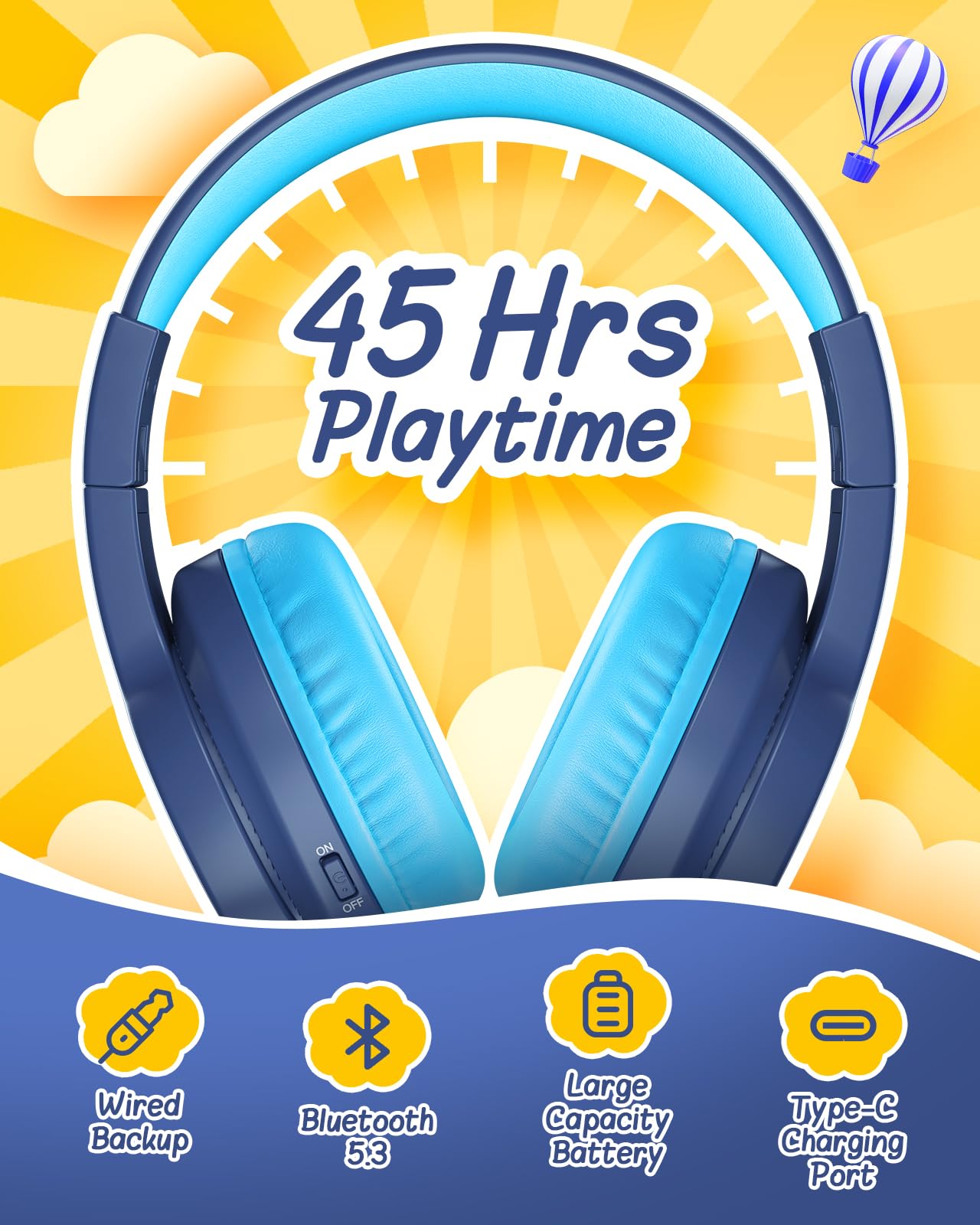 Foto 4 pulgar | Auriculares Bluetooth Seenda Kids 45h Playtime Azul Oscuro - Venta Internacional.