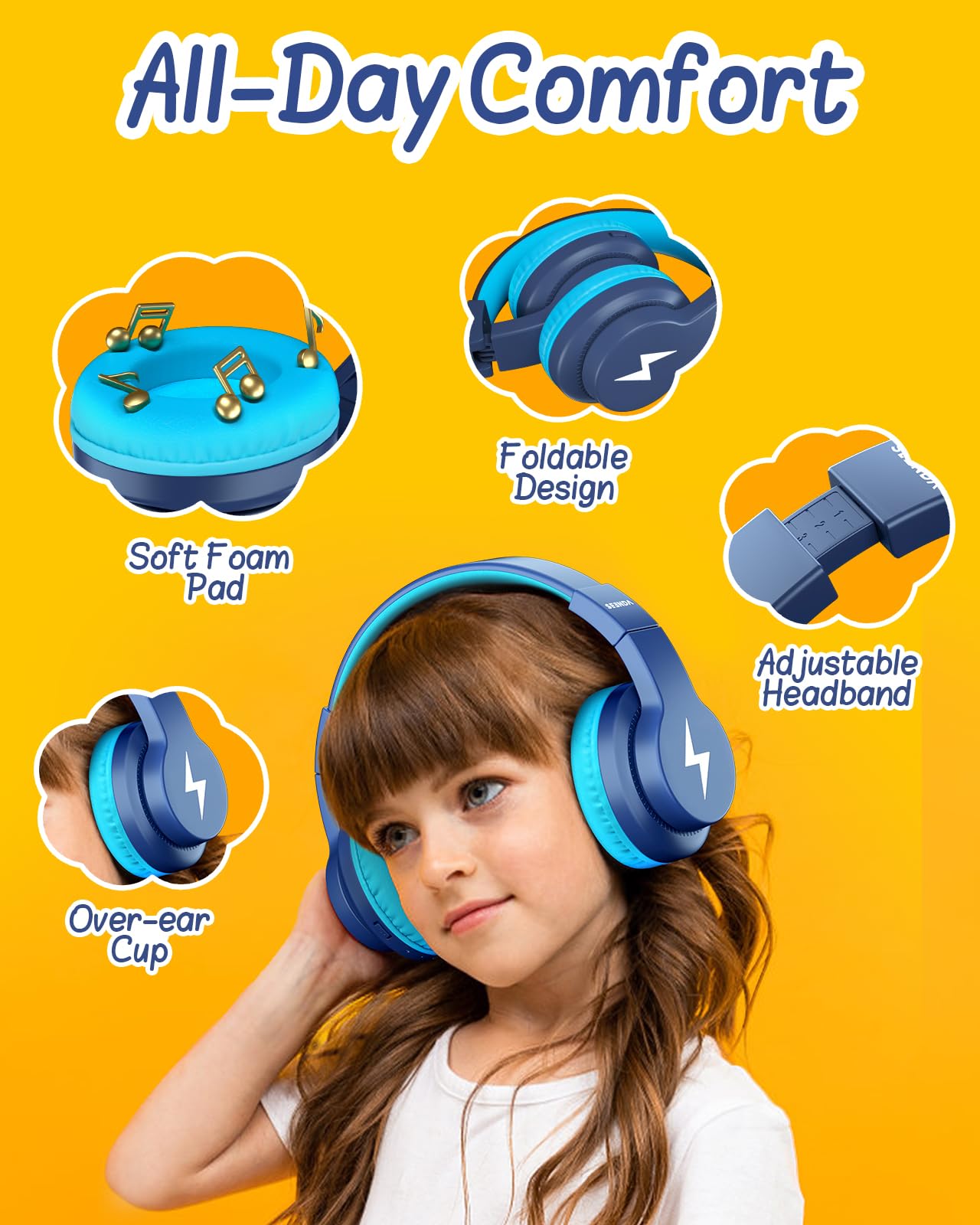 Foto 6 pulgar | Auriculares Bluetooth Seenda Kids 45h Playtime Azul Oscuro - Venta Internacional.