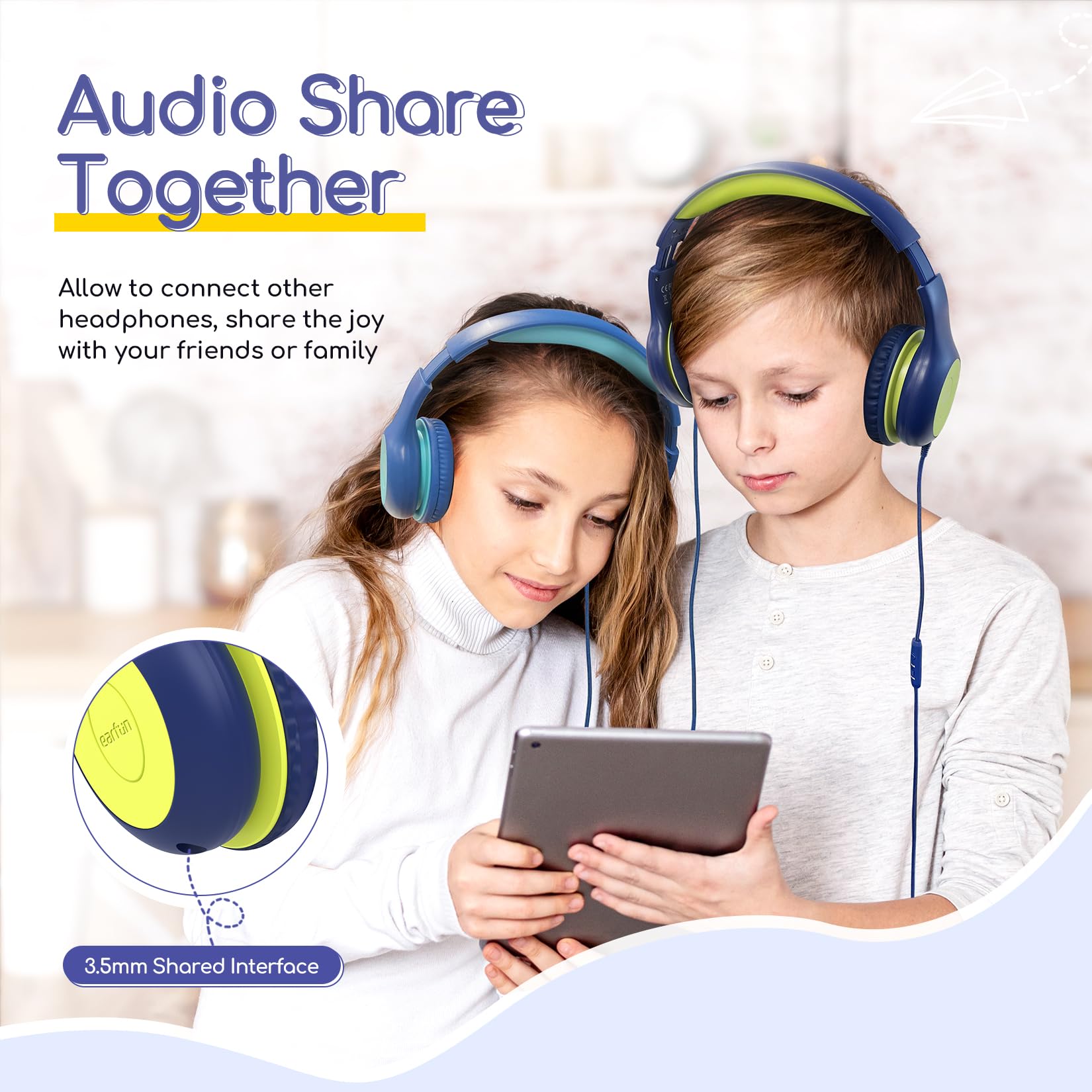 Foto 5 pulgar | Auriculares Earfun Kids Con Cable Y Micrófono Con Límite De Volumen De 85/94 Db - Venta Internacional.