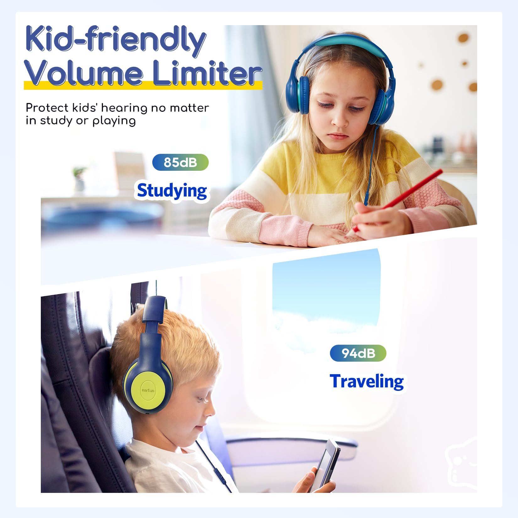 Foto 7 pulgar | Auriculares Earfun Kids Con Cable Y Micrófono Con Límite De Volumen De 85/94 Db - Venta Internacional.
