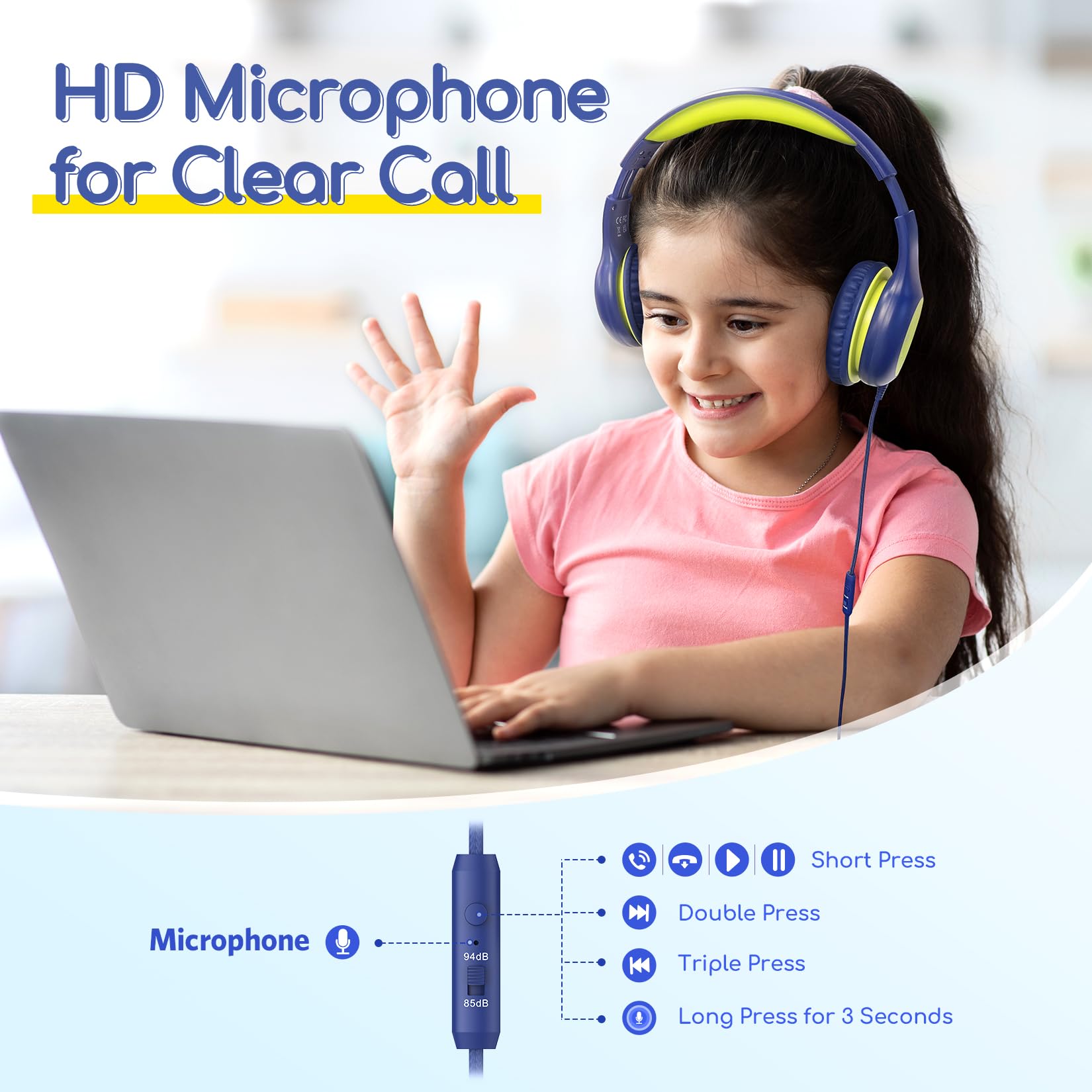 Foto 8 pulgar | Auriculares Earfun Kids Con Cable Y Micrófono Con Límite De Volumen De 85/94 Db - Venta Internacional.