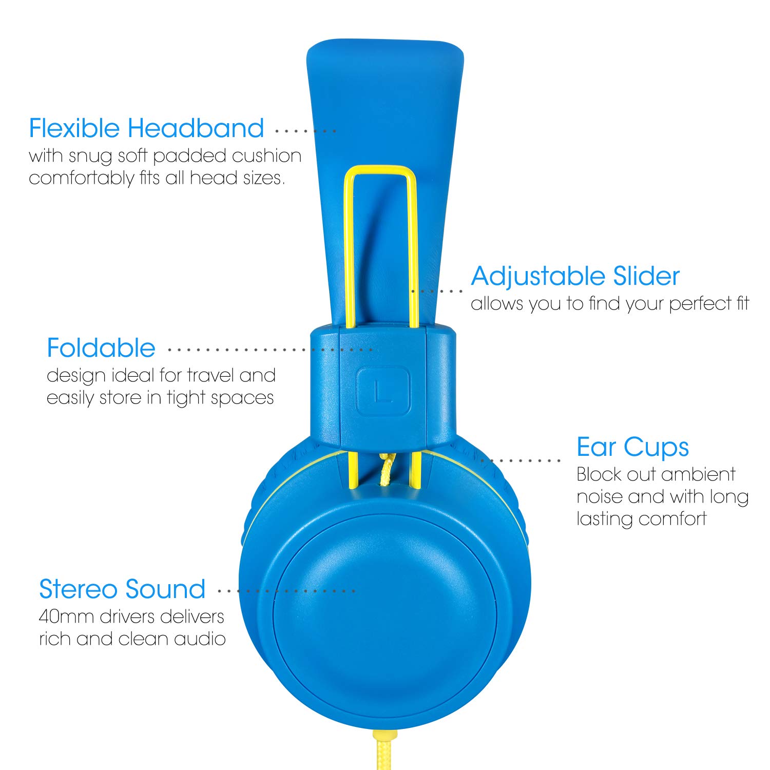 Foto 3 pulgar | Auriculares Noot Products K3 Kids Plegables Estéreo Azul - Venta Internacional.