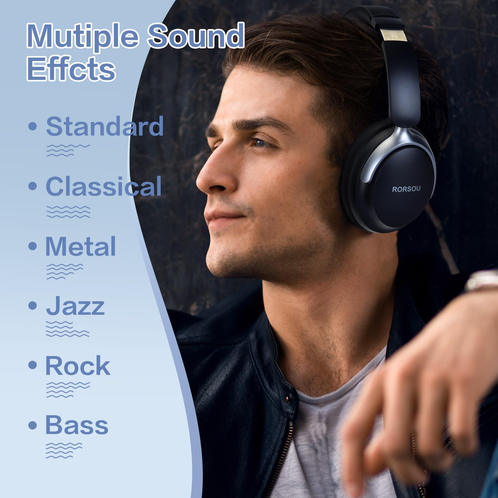 Foto 5 pulgar | Auriculares Bluetooth Rorsou B8 Over Ear 50h Playtime Negros - Venta Internacional.