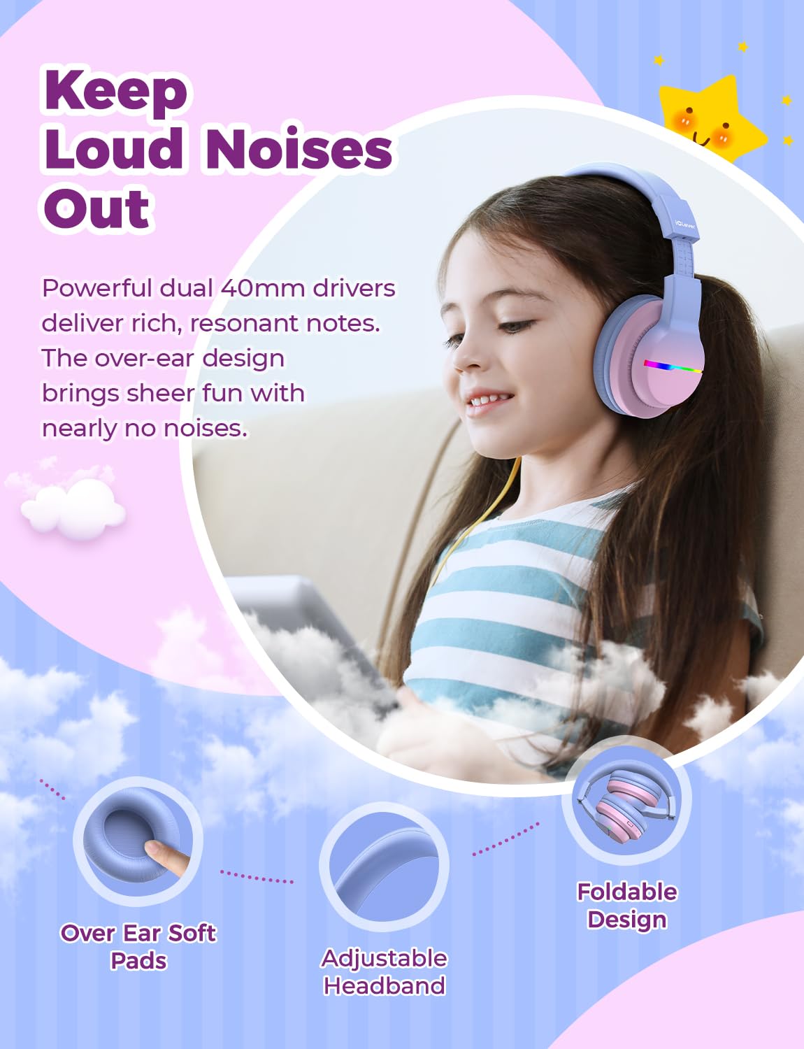 Foto 7 pulgar | Auriculares Bluetooth Iclever Bth12 Para Niños Con Led 85h, Color Rosa - Venta Internacional.