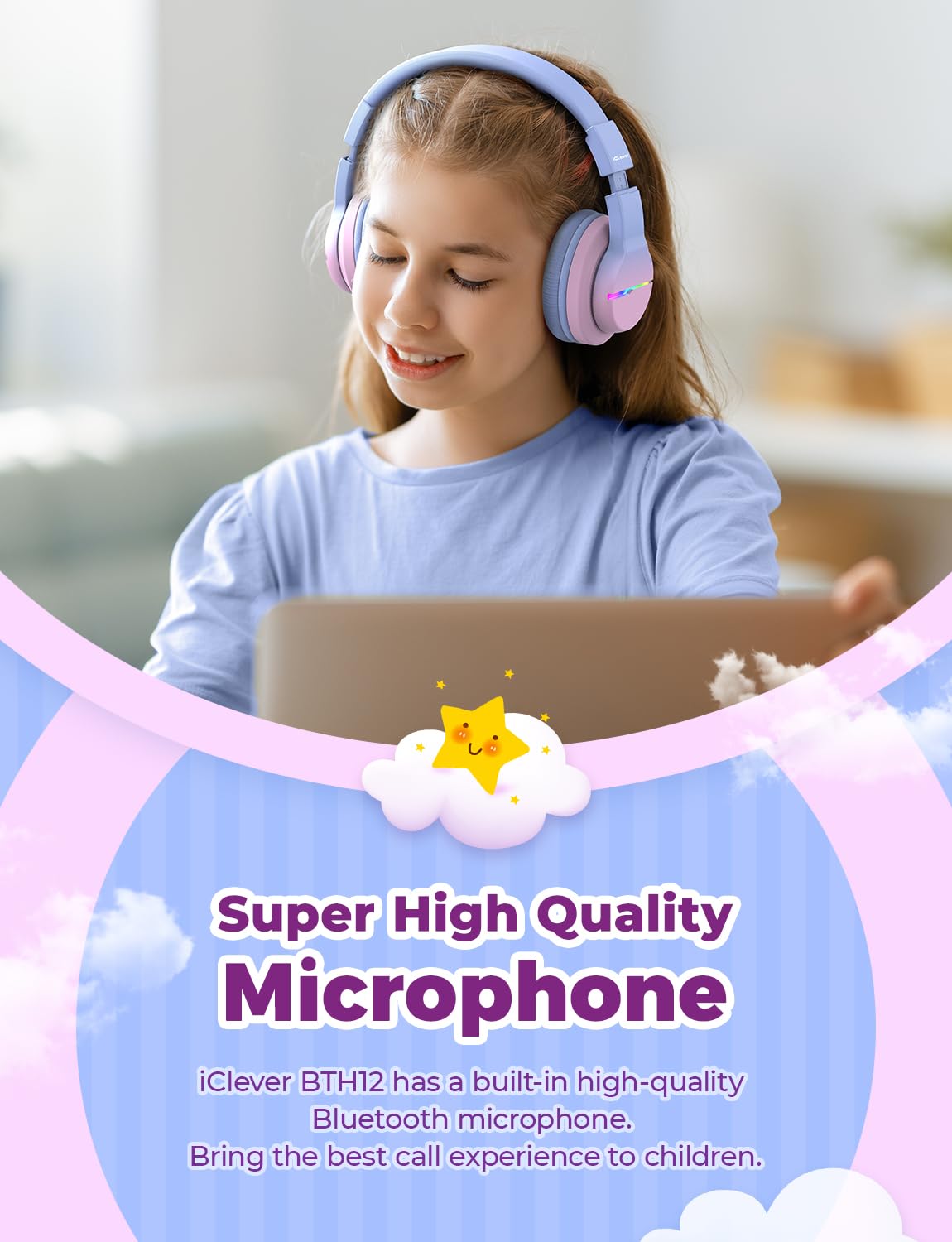 Foto 8 pulgar | Auriculares Bluetooth Iclever Bth12 Para Niños Con Led 85h, Color Rosa - Venta Internacional.