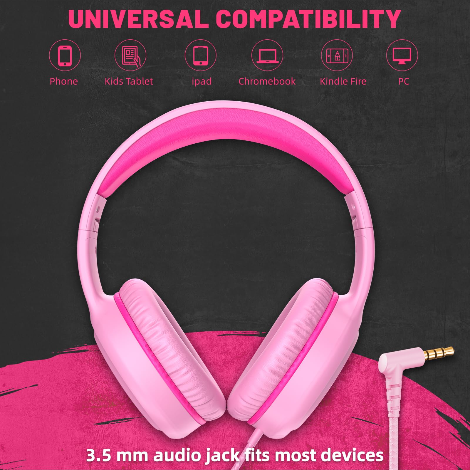 Foto 4 pulgar | Auriculares Con Cable Ukelala U2 Para Niños Y Niñas, Ligeros, Color Rosa - Venta Internacional.