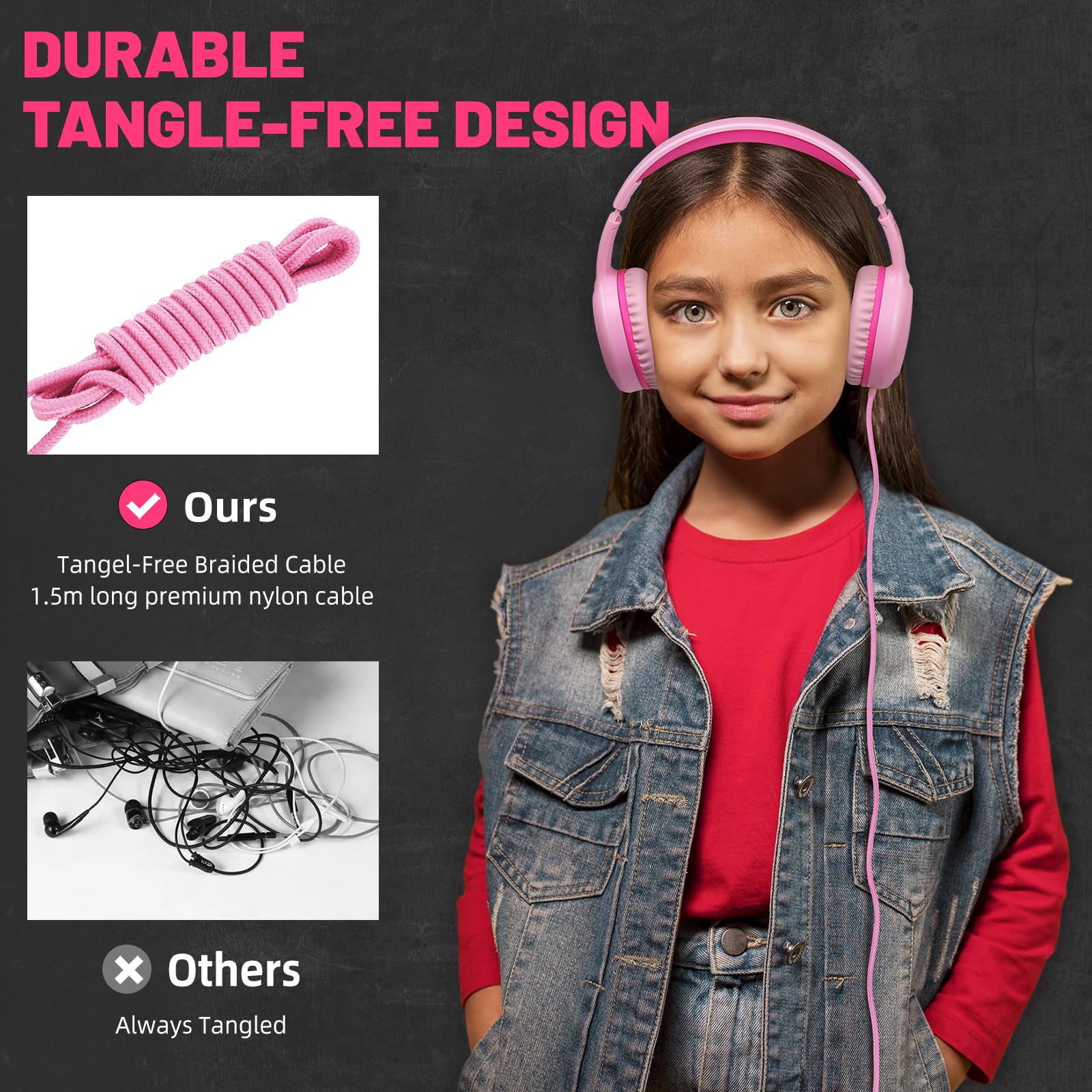 Foto 7 pulgar | Auriculares Con Cable Ukelala U2 Para Niños Y Niñas, Ligeros, Color Rosa - Venta Internacional.