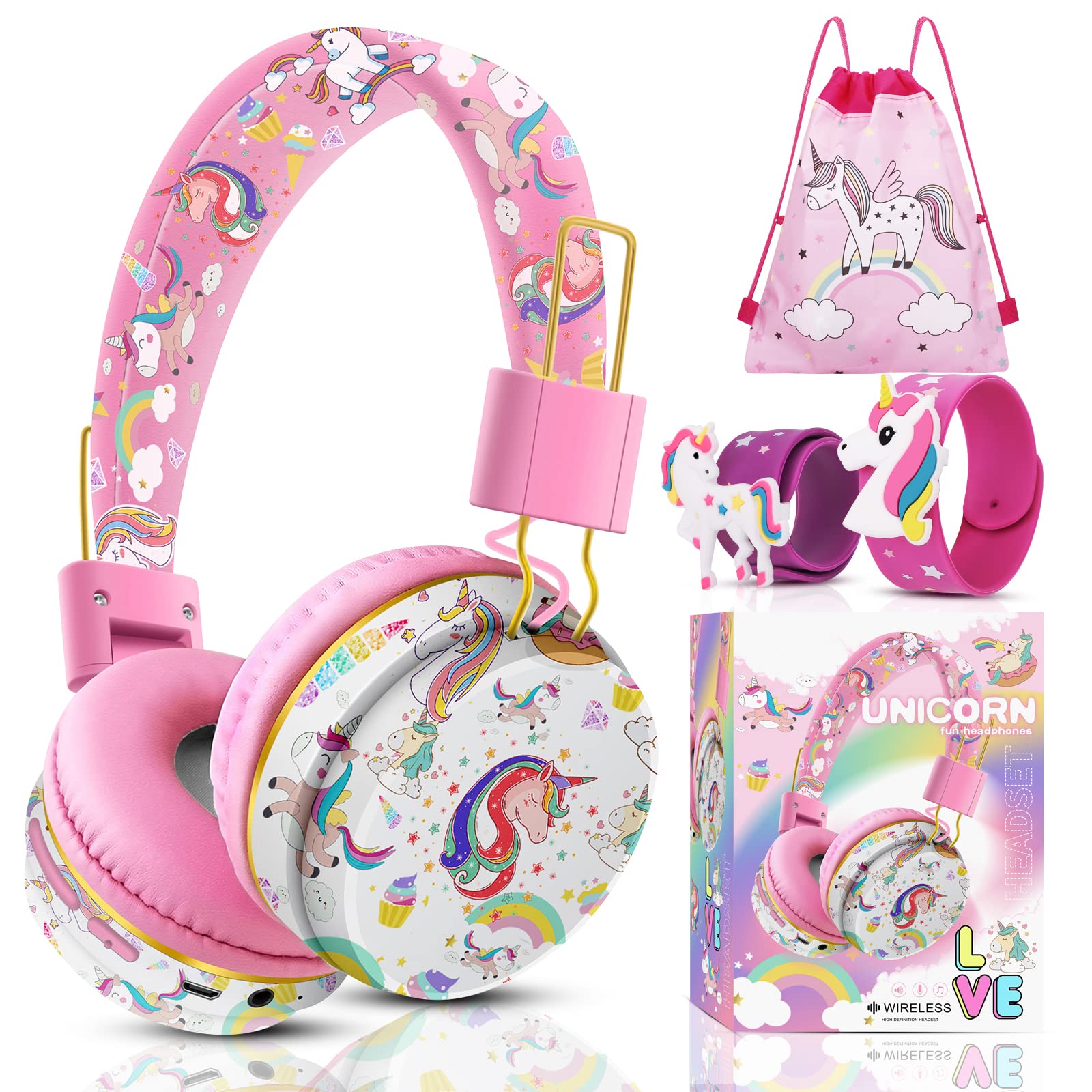 Foto 2 pulgar | Auriculares Qearfun Unicorn Para Niñas Y Niños Con Micrófono Bluetooth - Venta Internacional.