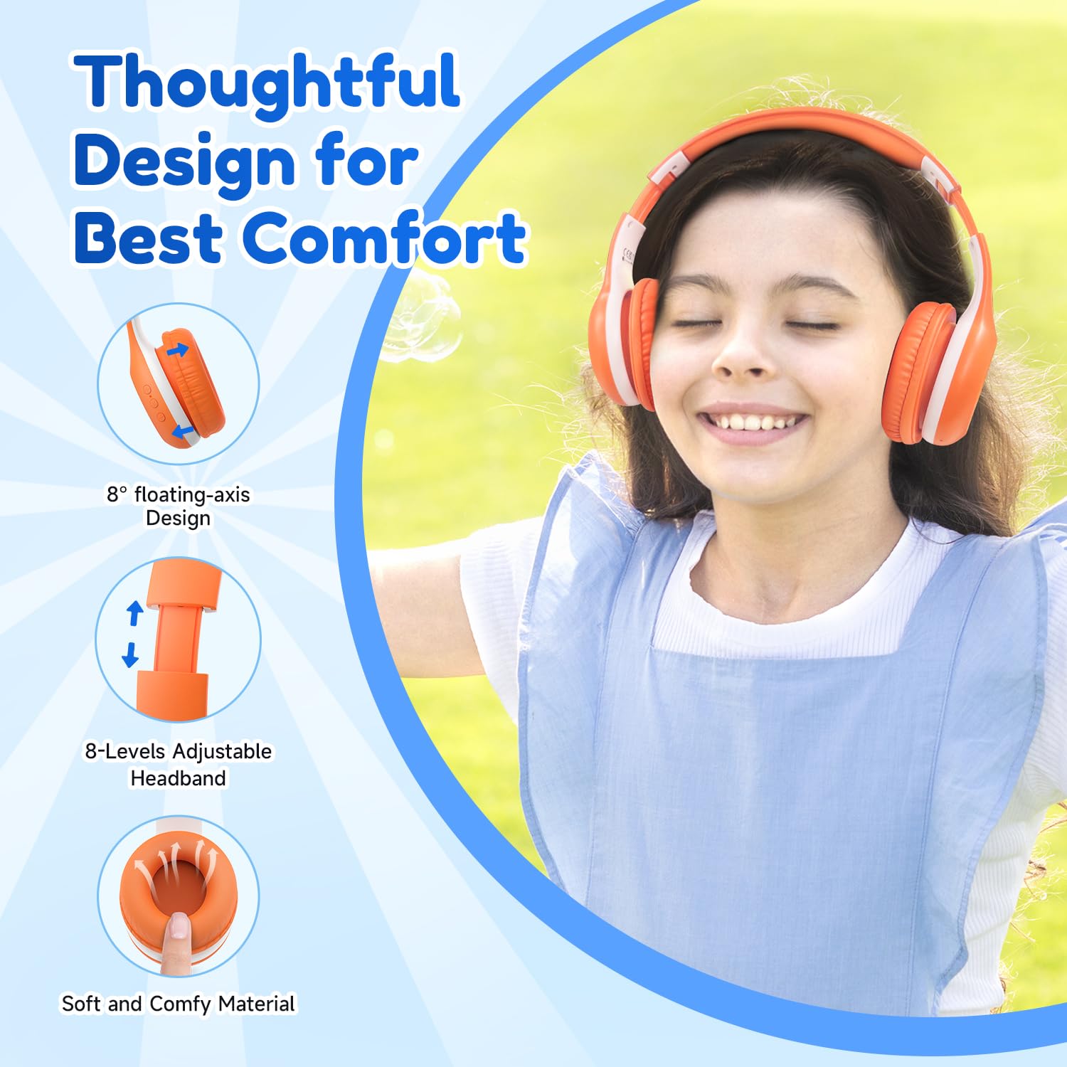 Foto 4 pulgar | Auriculares Bluetooth Earfun K2 Kids Con Límite De Volumen Naranja - Venta Internacional.