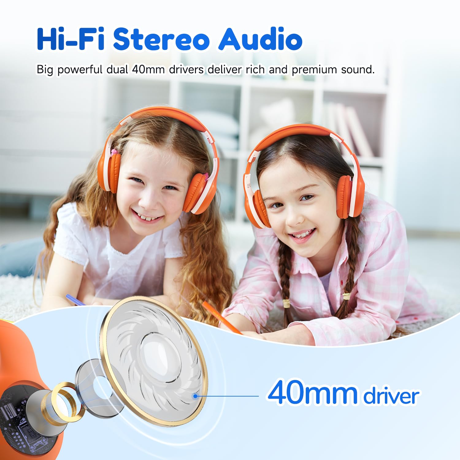Foto 5 pulgar | Auriculares Bluetooth Earfun K2 Kids Con Límite De Volumen Naranja - Venta Internacional.