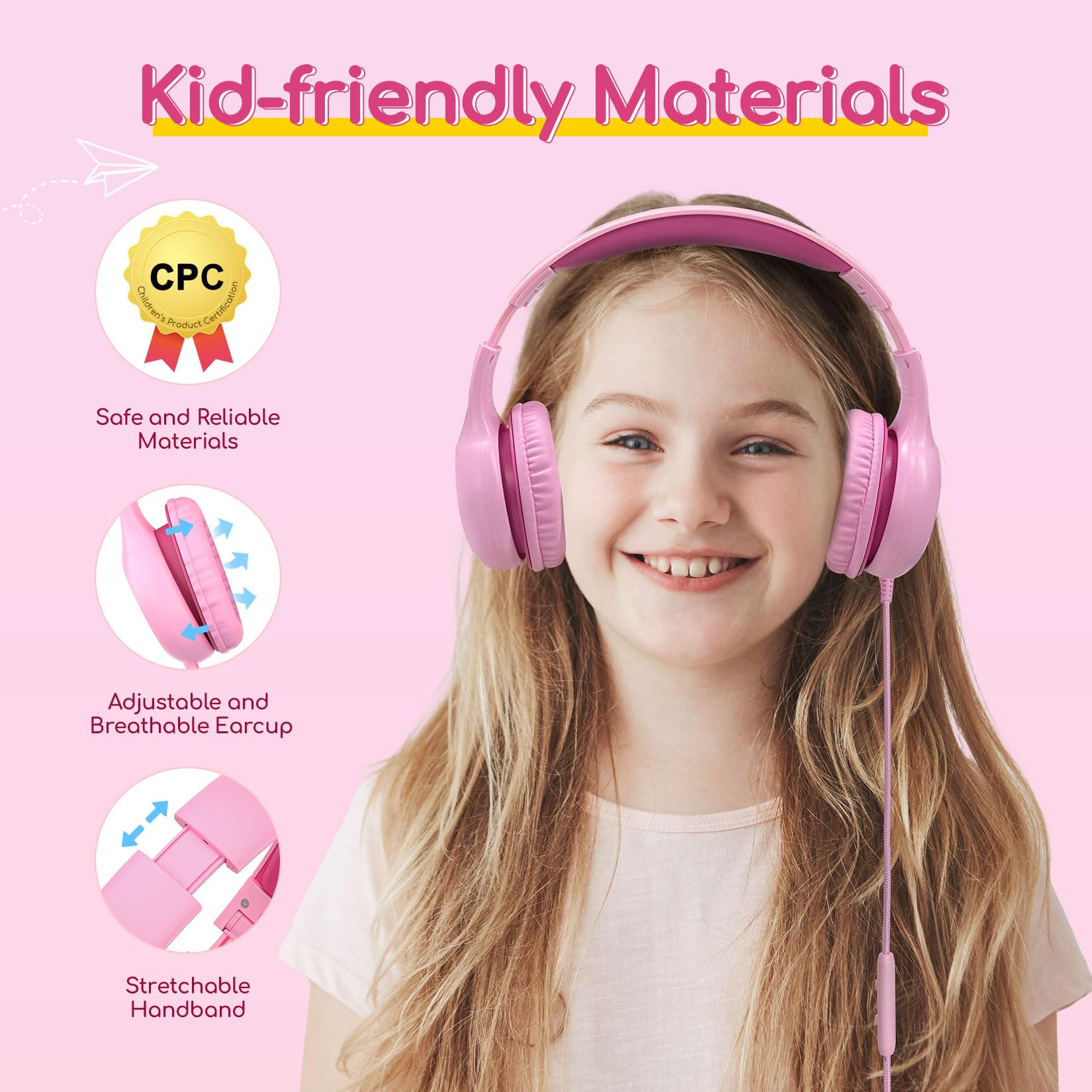 Foto 5 pulgar | Auriculares Earfun Kids K1 Con Cable Y Micrófono Rosa Fucsia - Venta Internacional.