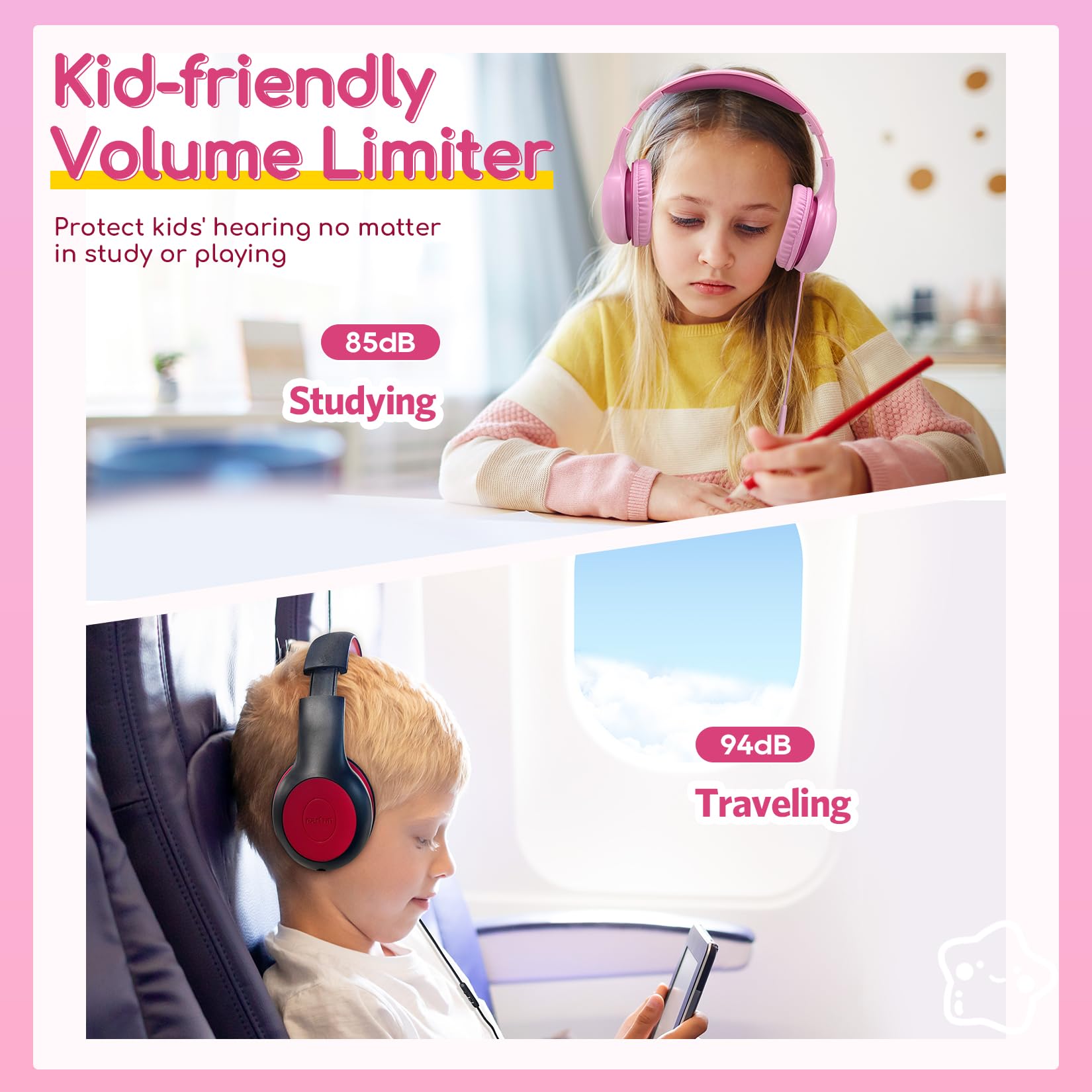 Foto 6 pulgar | Auriculares Earfun Kids K1 Con Cable Y Micrófono Rosa Fucsia - Venta Internacional.