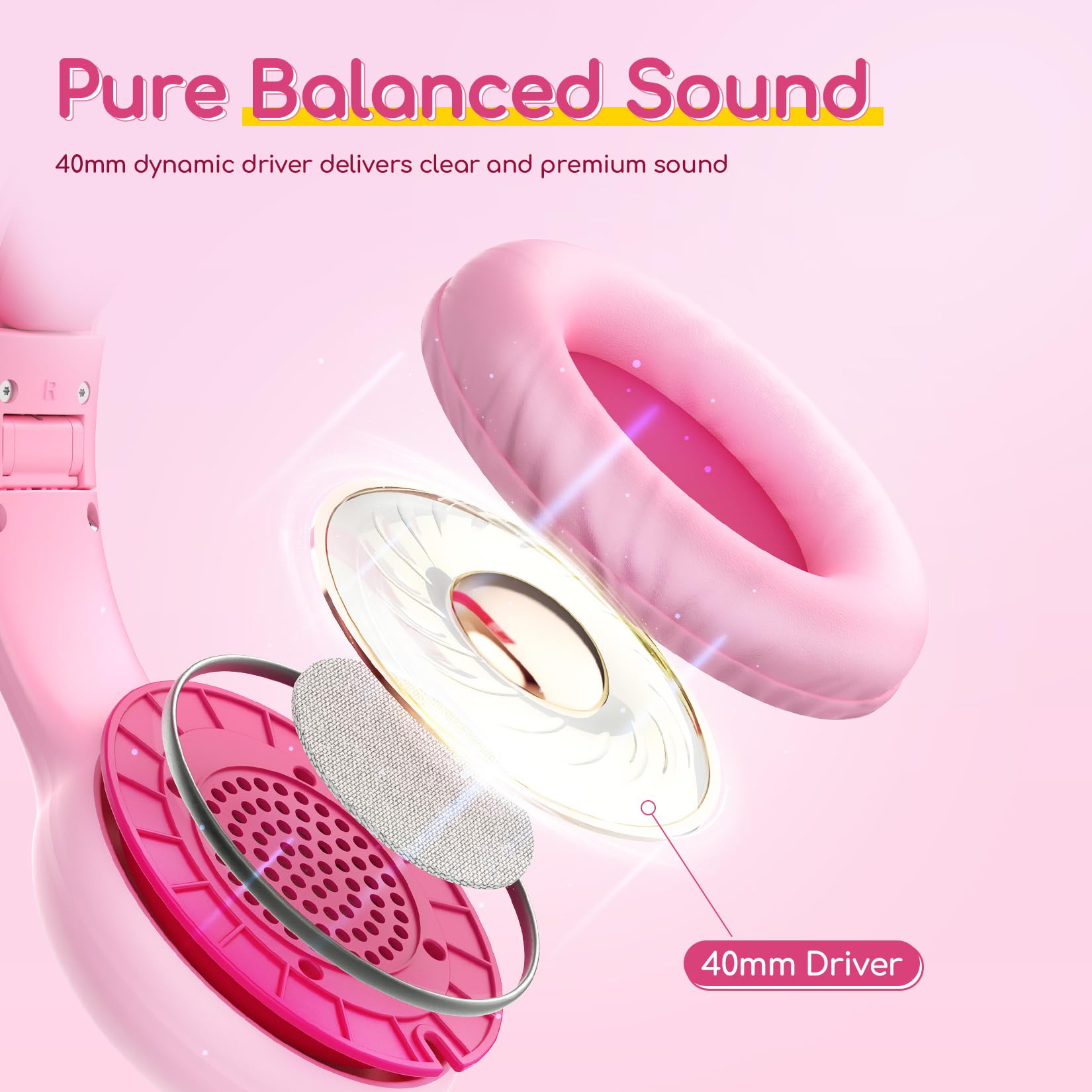 Foto 7 pulgar | Auriculares Earfun Kids K1 Con Cable Y Micrófono Rosa Fucsia - Venta Internacional.