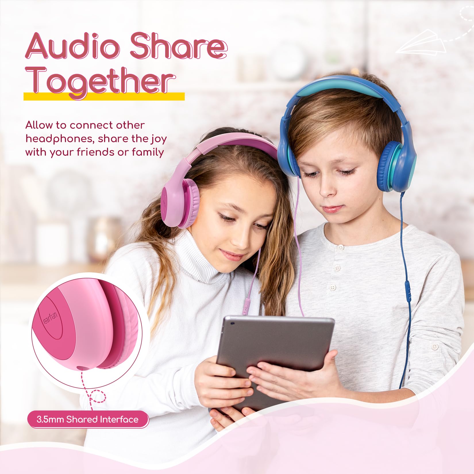 Foto 8 pulgar | Auriculares Earfun Kids K1 Con Cable Y Micrófono Rosa Fucsia - Venta Internacional.