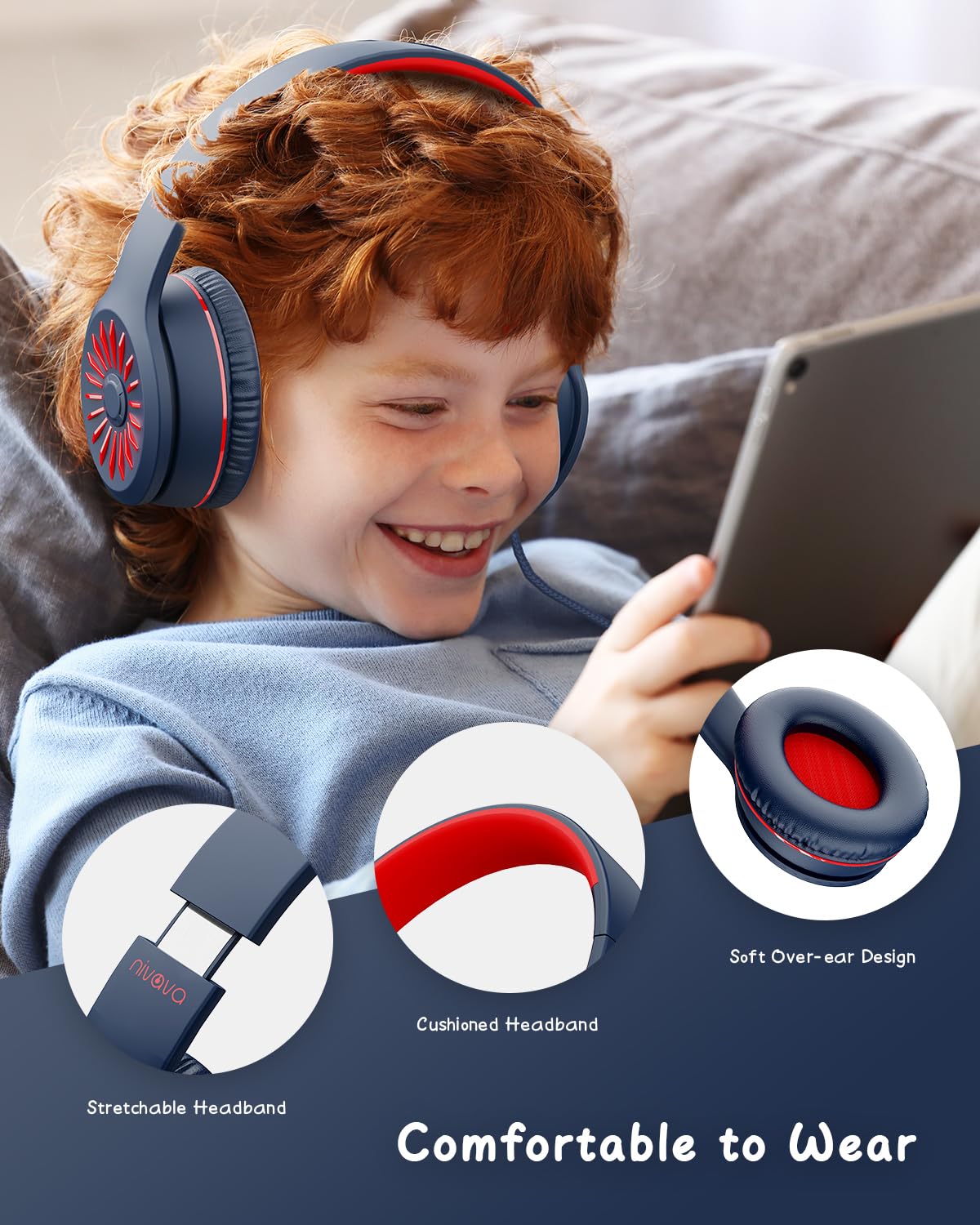 Foto 5 pulgar | Auriculares Nivava K16 Con Cable Con Micrófono Para Niños, Color Azul Oscuro - Venta Internacional.