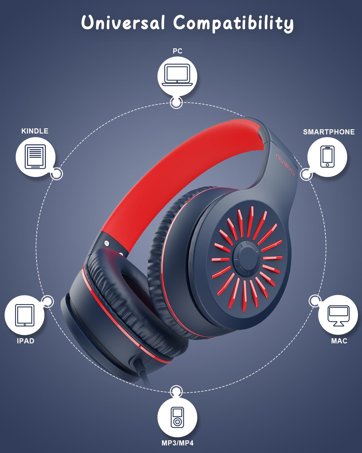 Foto 6 pulgar | Auriculares Nivava K16 Con Cable Con Micrófono Para Niños, Color Azul Oscuro - Venta Internacional.