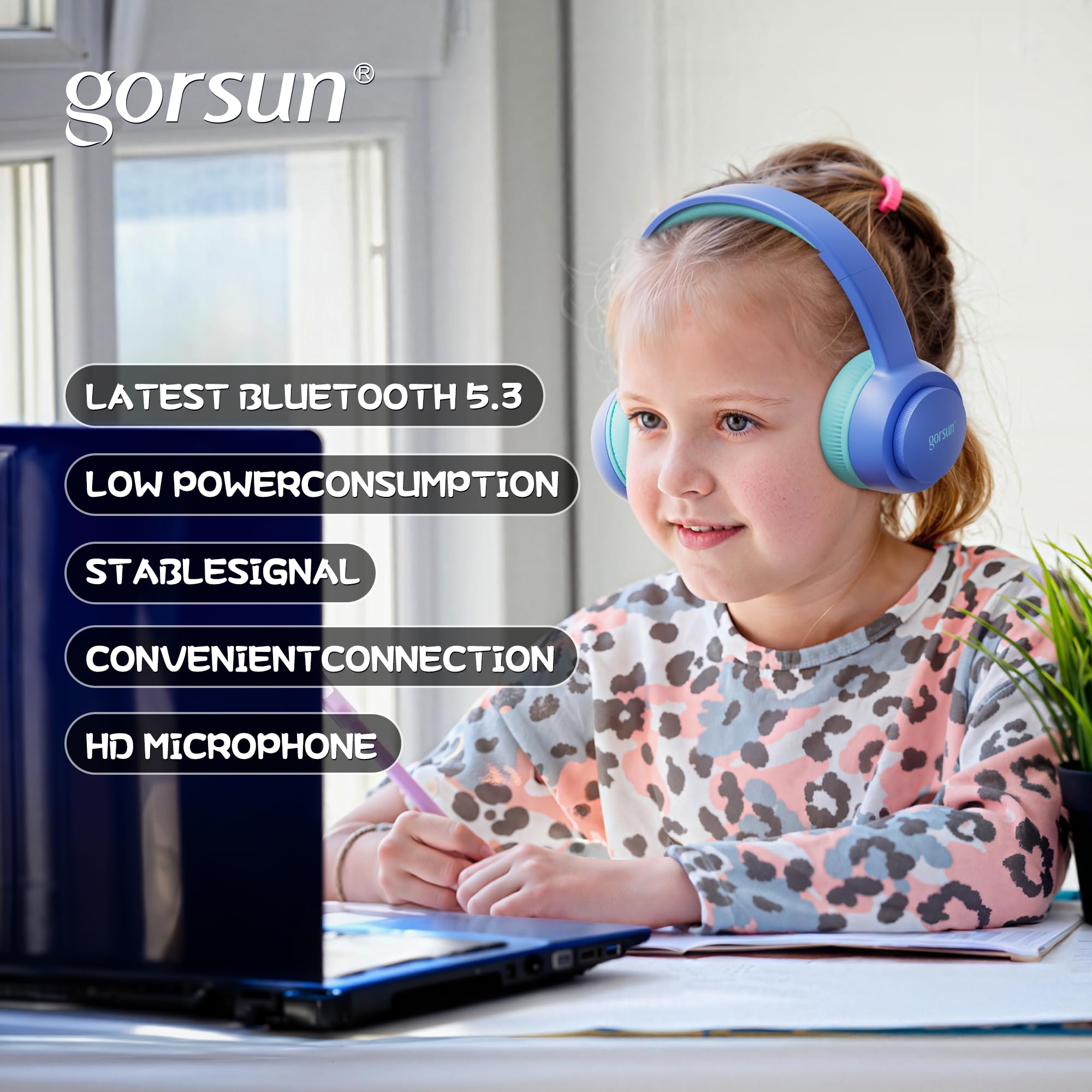 Foto 5 pulgar | Auriculares Infantiles Gorsun Bluetooth 5.3 45h Play Time Blue - Venta Internacional.