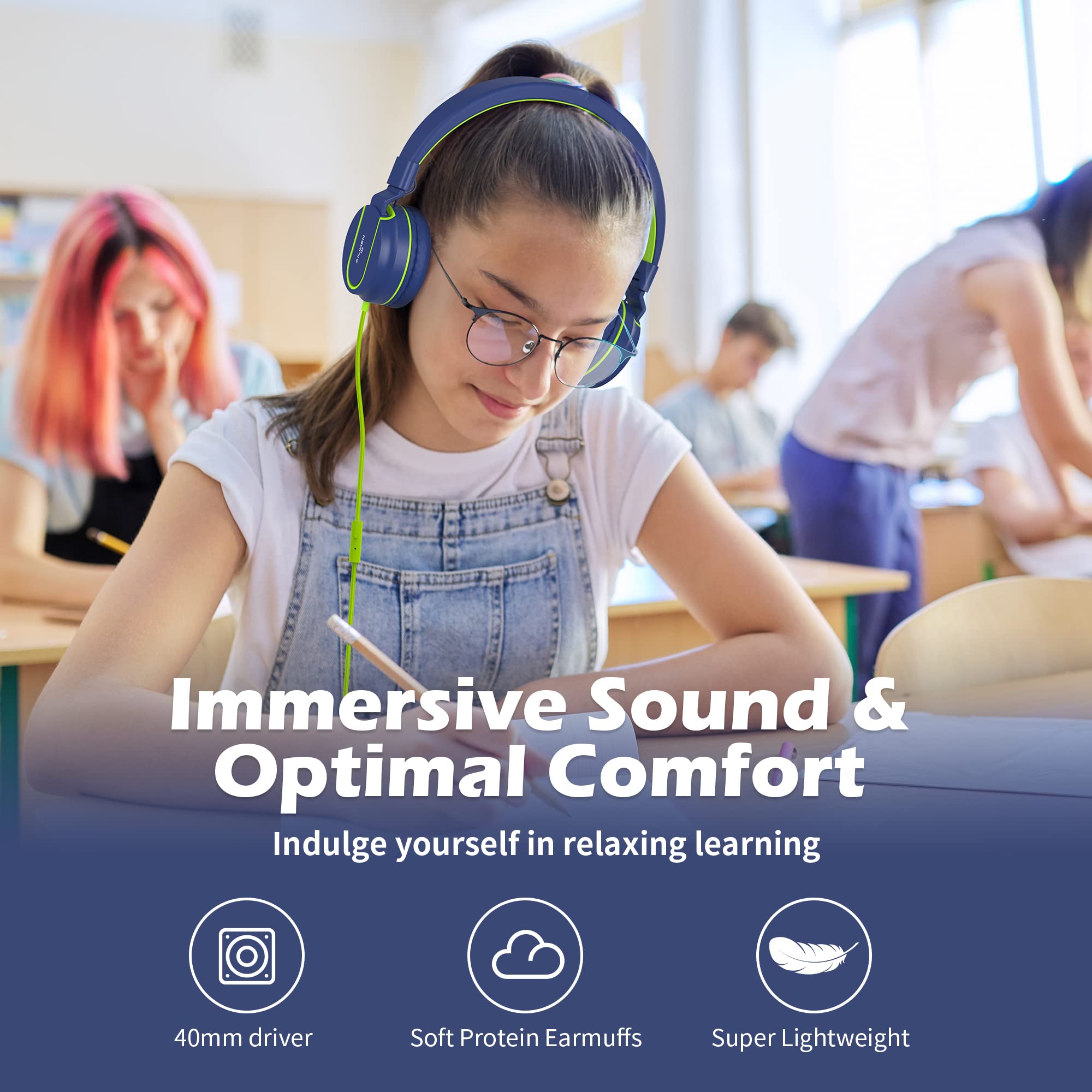 Foto 3 pulgar | Auriculares Intraurales Ailihen I35 Para Niños, Seguros, Volumen 93 Db, Azul Y Verde - Venta Internacional.
