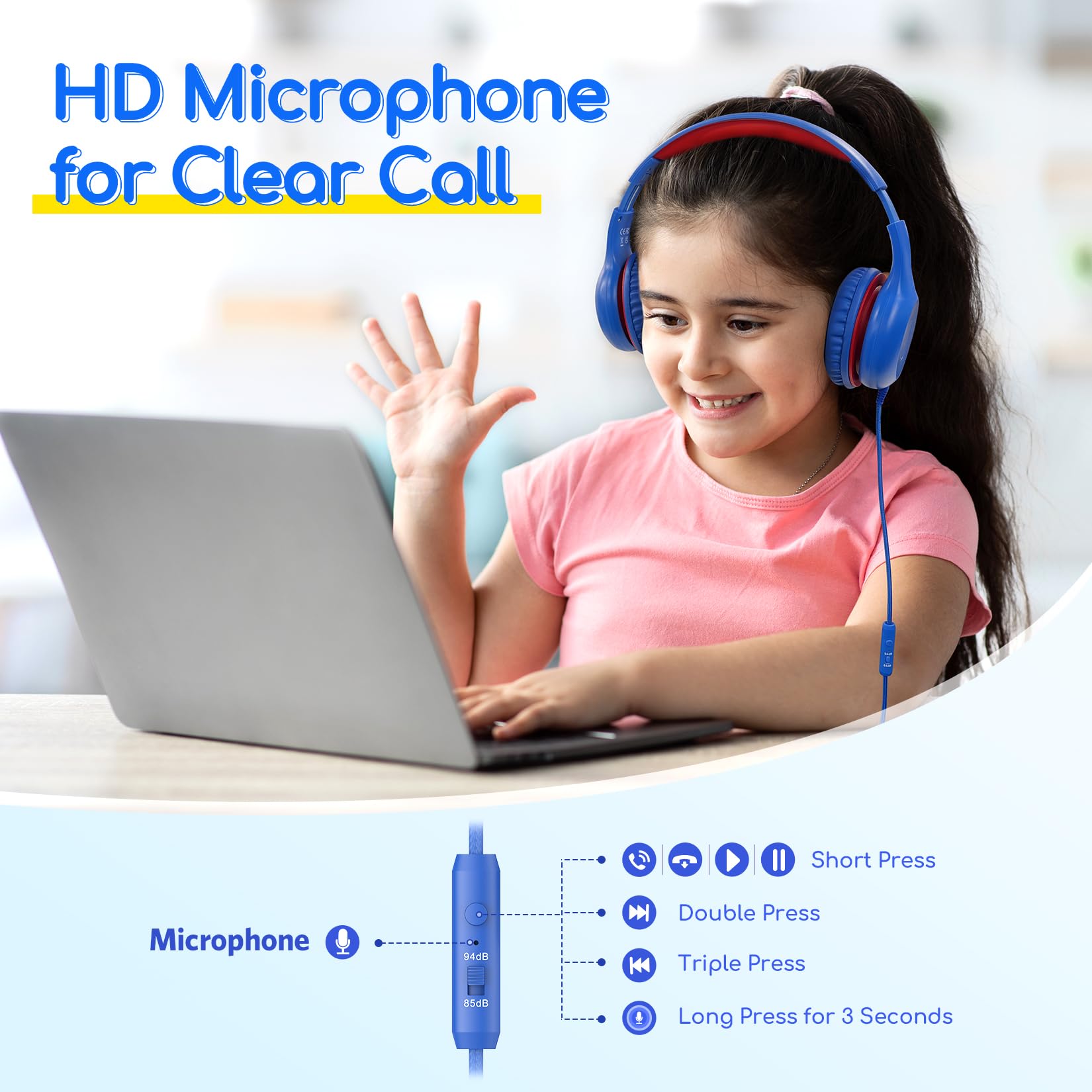 Foto 3 pulgar | Auriculares Earfun Kids Con Cable Y Micrófono Con Límite De Volumen De 85/94 Db - Venta Internacional.