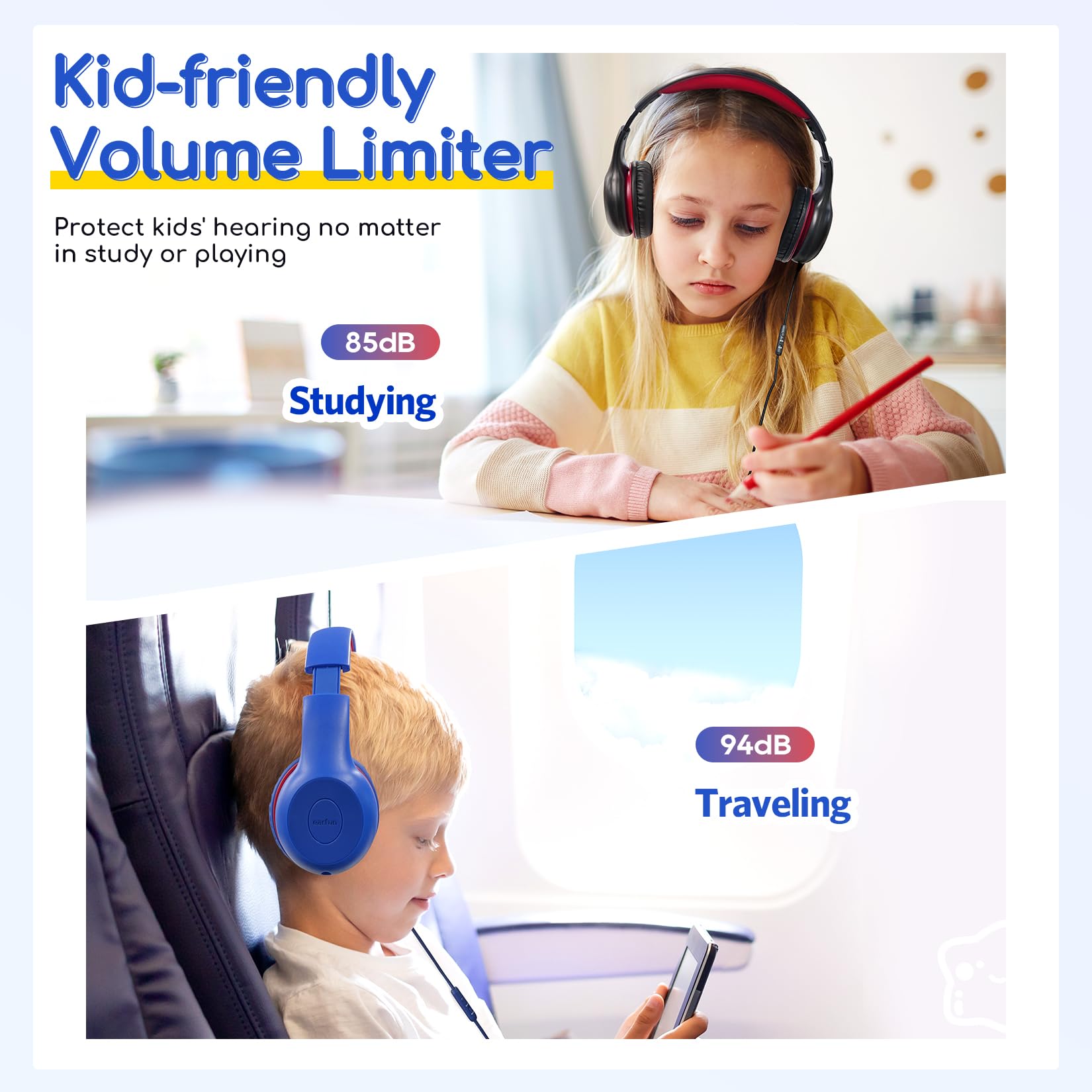 Foto 6 pulgar | Auriculares Earfun Kids Con Cable Y Micrófono Con Límite De Volumen De 85/94 Db - Venta Internacional.