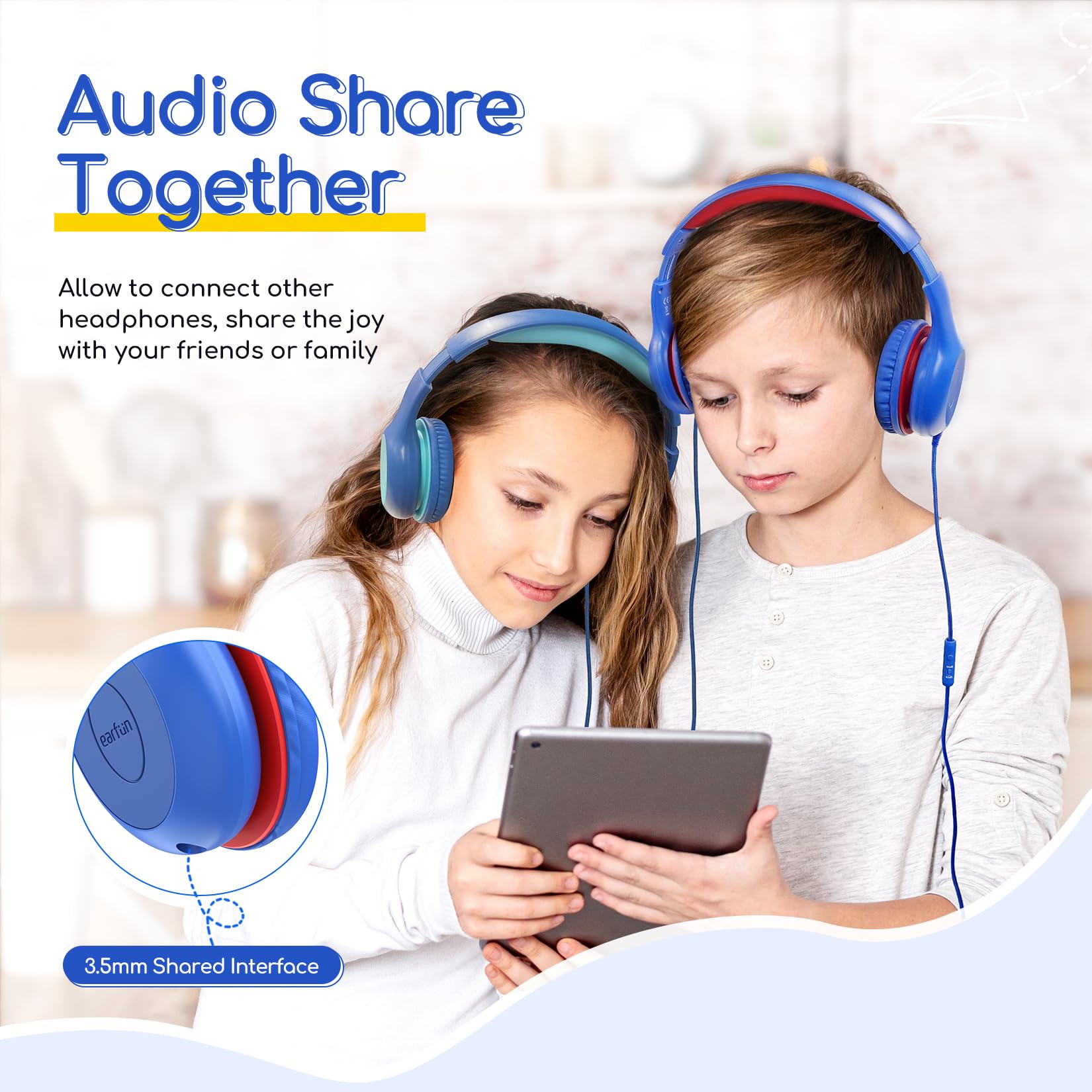 Foto 8 pulgar | Auriculares Earfun Kids Con Cable Y Micrófono Con Límite De Volumen De 85/94 Db - Venta Internacional.