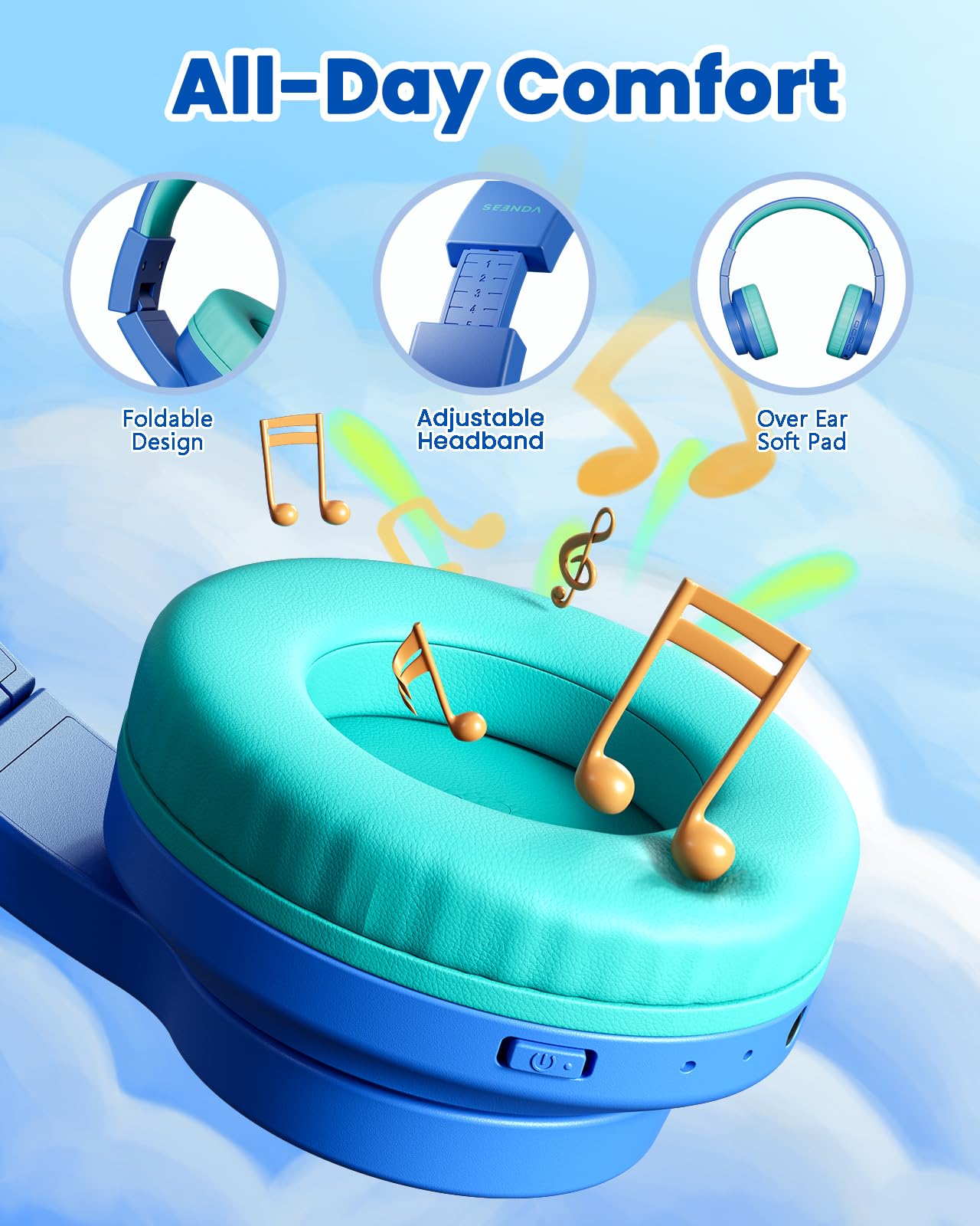 Foto 2 | Auriculares Inalámbricos Para Niños Seenda, 45 Horas De Reproducción Con Límite De Volumen - Venta Internacional.