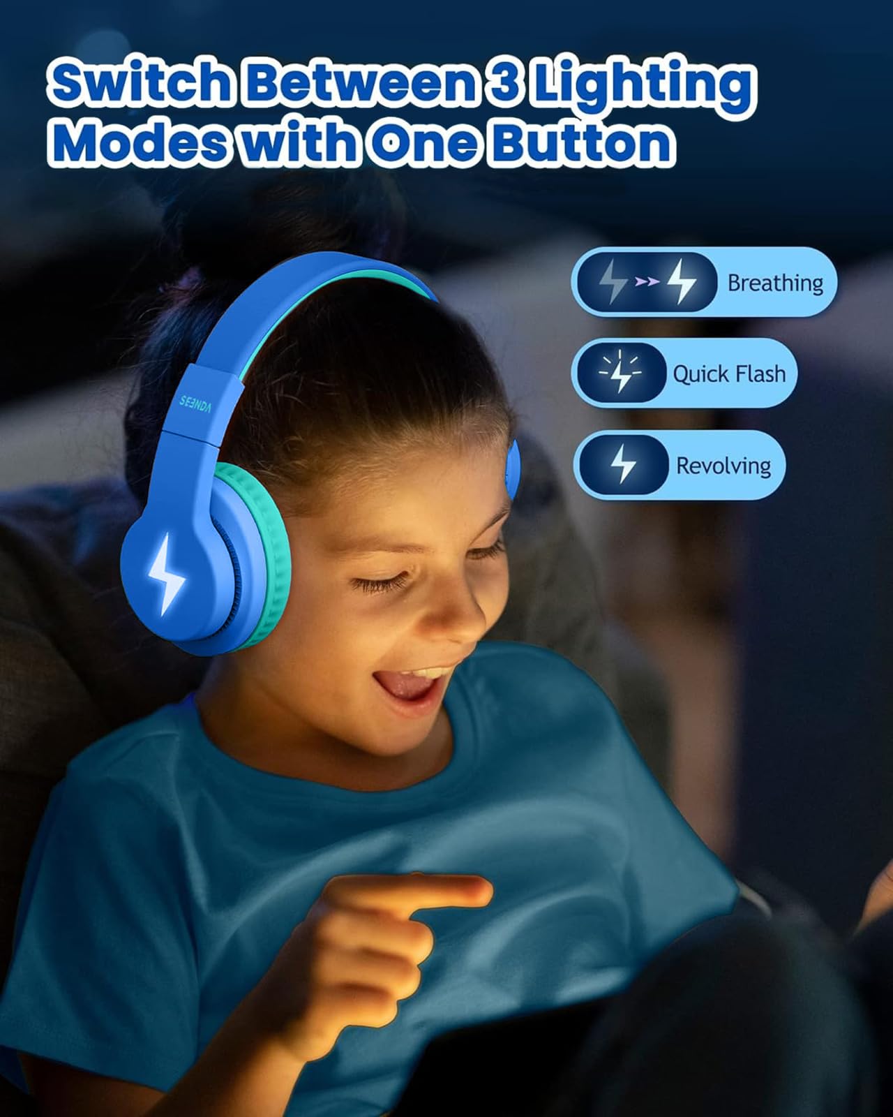 Foto 5 pulgar | Auriculares Inalámbricos Para Niños Seenda, 45 Horas De Reproducción Con Límite De Volumen - Venta Internacional.