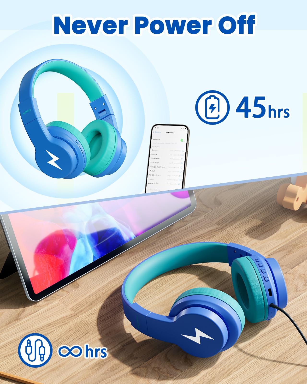 Foto 6 pulgar | Auriculares Inalámbricos Para Niños Seenda, 45 Horas De Reproducción Con Límite De Volumen - Venta Internacional.