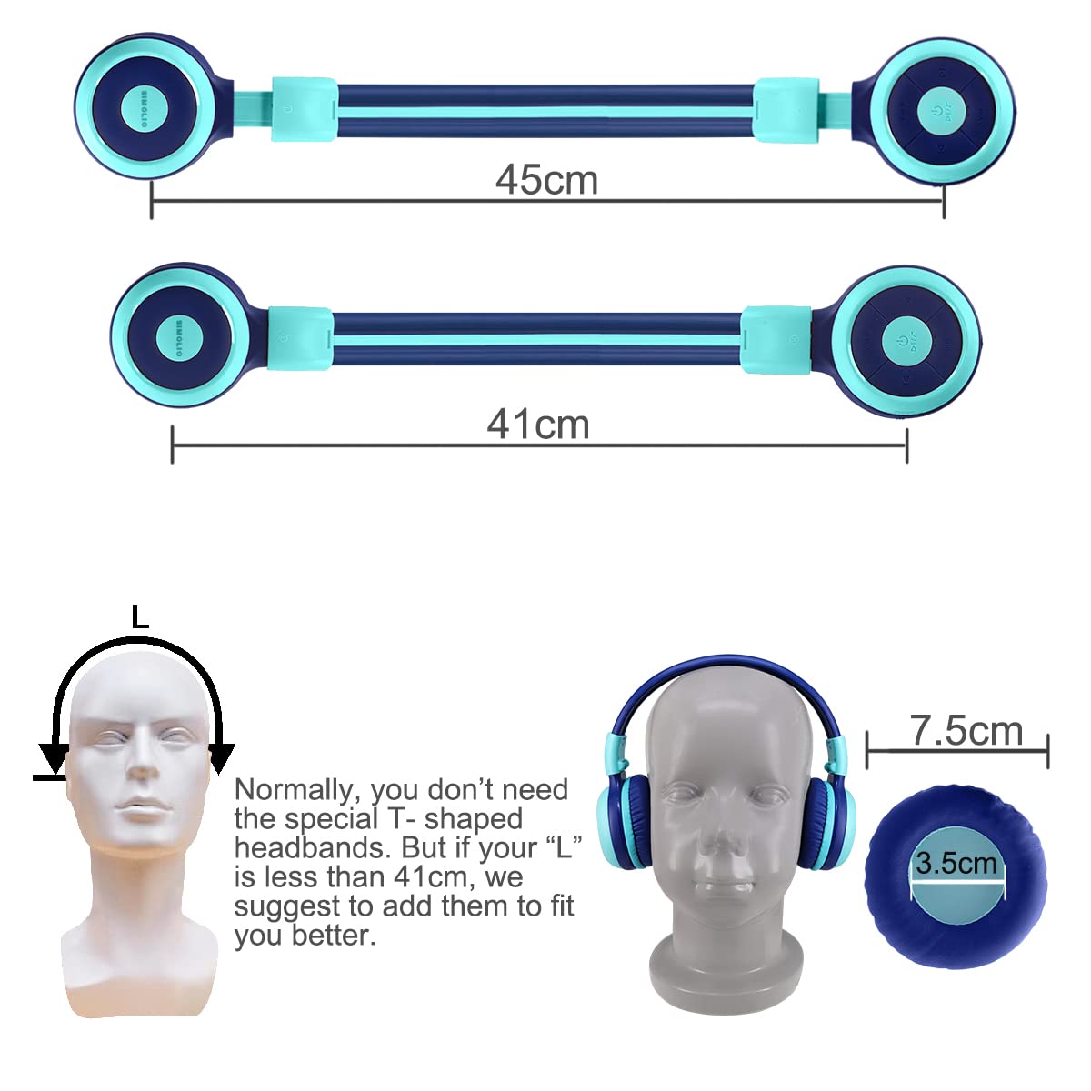 Foto 7 pulgar | Auriculares Inalámbricos Bluetooth Simolio Kids Con Micrófono Azul - Venta Internacional.