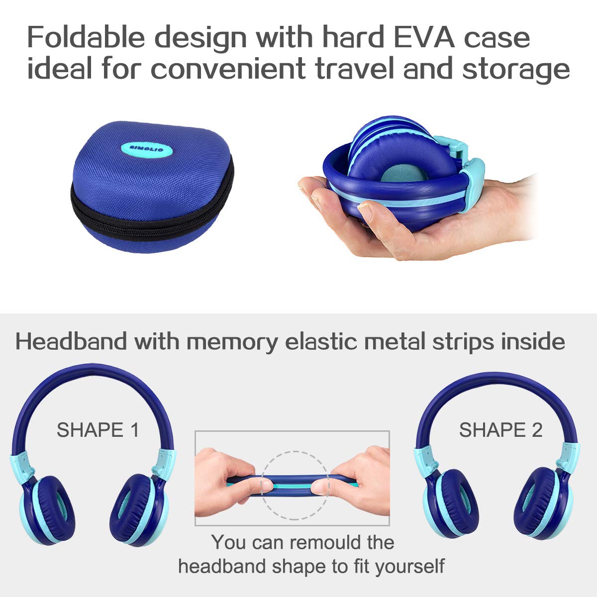 Foto 8 pulgar | Auriculares Inalámbricos Bluetooth Simolio Kids Con Micrófono Azul - Venta Internacional.