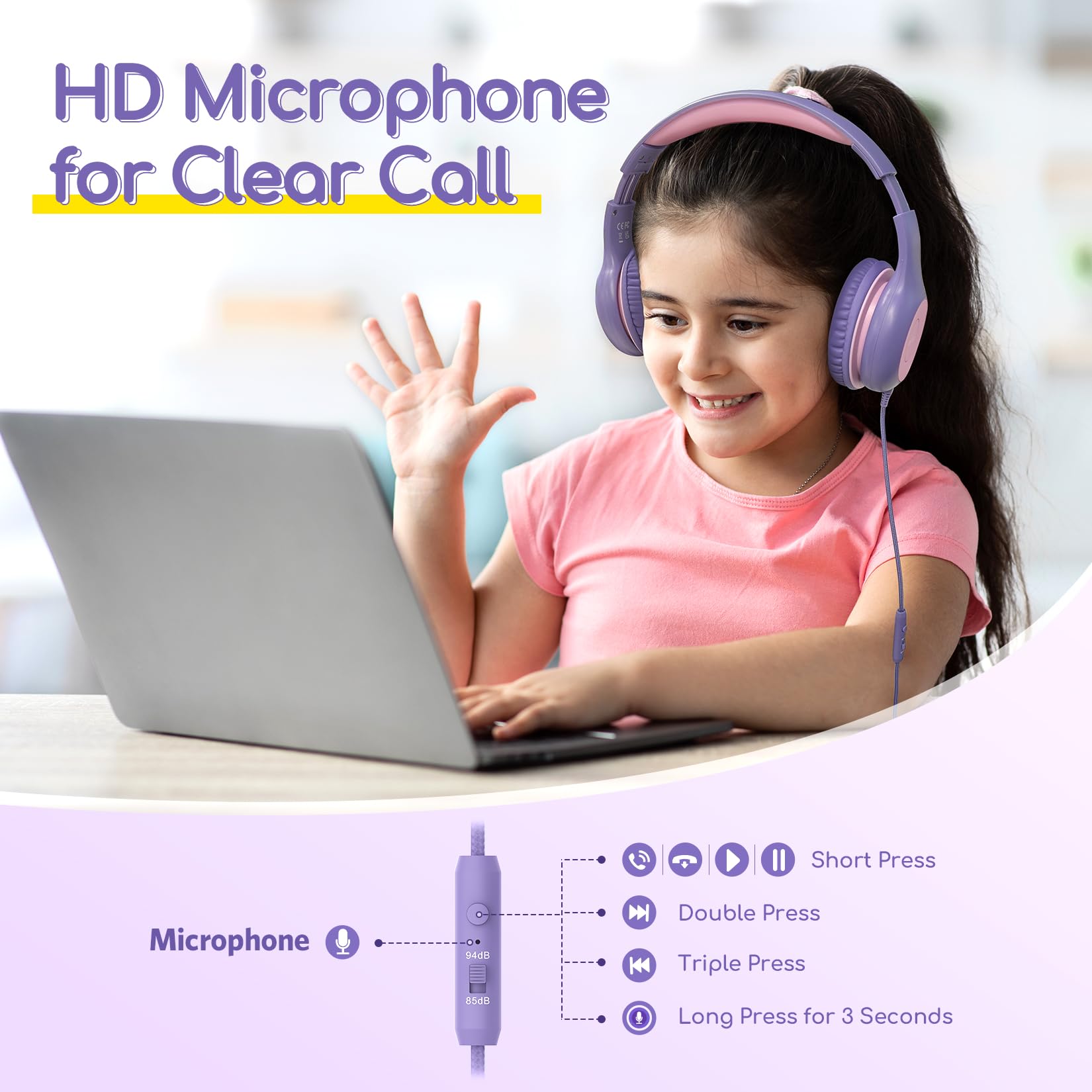 Foto 3 pulgar | Auriculares Earfun Kids Con Cable Y Micrófono Con Límite De Volumen De 85/94 Db - Venta Internacional.
