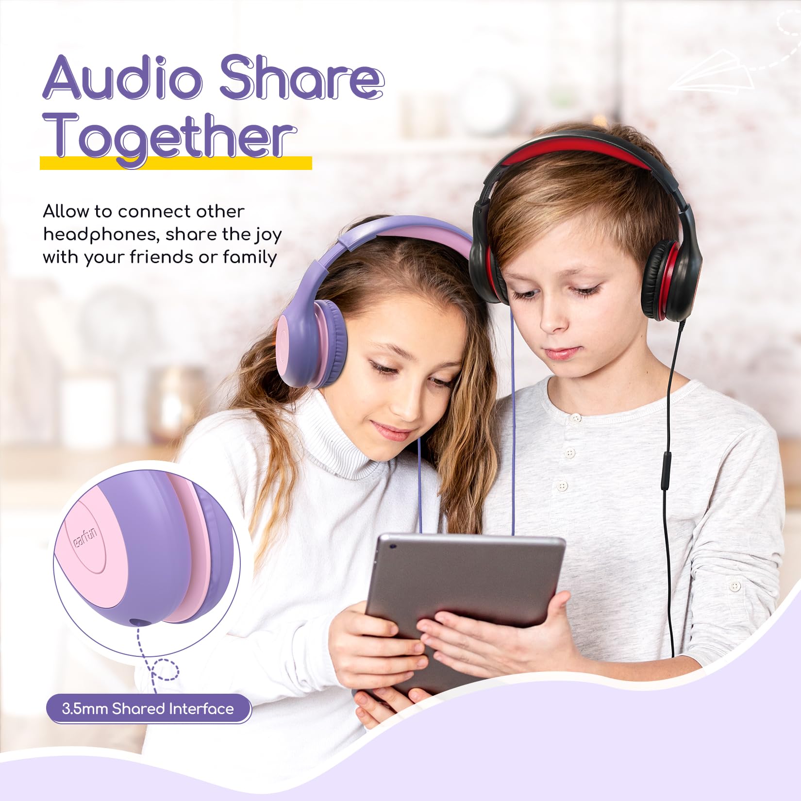 Foto 8 pulgar | Auriculares Earfun Kids Con Cable Y Micrófono Con Límite De Volumen De 85/94 Db - Venta Internacional.