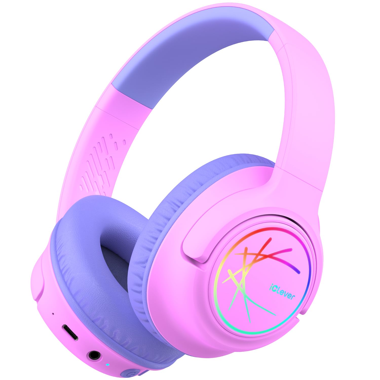 Auriculares Bluetooth Iclever Bth18 Para Niños Con Luces Led 43h, Color Rosa Y Azul - Venta Internacional.
