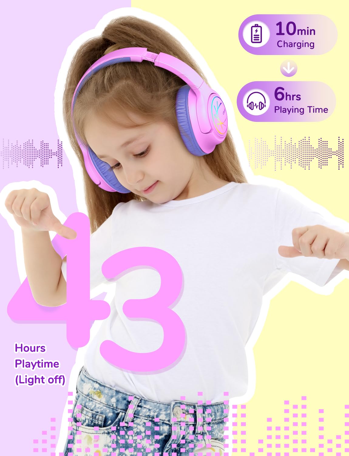 Foto 5 pulgar | Auriculares Bluetooth Iclever Bth18 Para Niños Con Luces Led 43h, Color Rosa Y Azul - Venta Internacional.