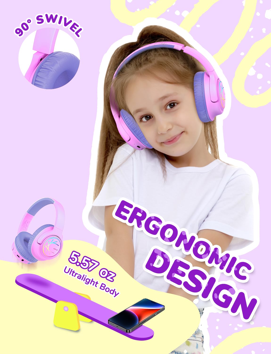Foto 6 pulgar | Auriculares Bluetooth Iclever Bth18 Para Niños Con Luces Led 43h, Color Rosa Y Azul - Venta Internacional.