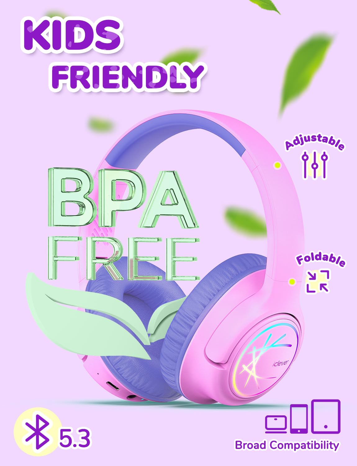 Foto 7 pulgar | Auriculares Bluetooth Iclever Bth18 Para Niños Con Luces Led 43h, Color Rosa Y Azul - Venta Internacional.