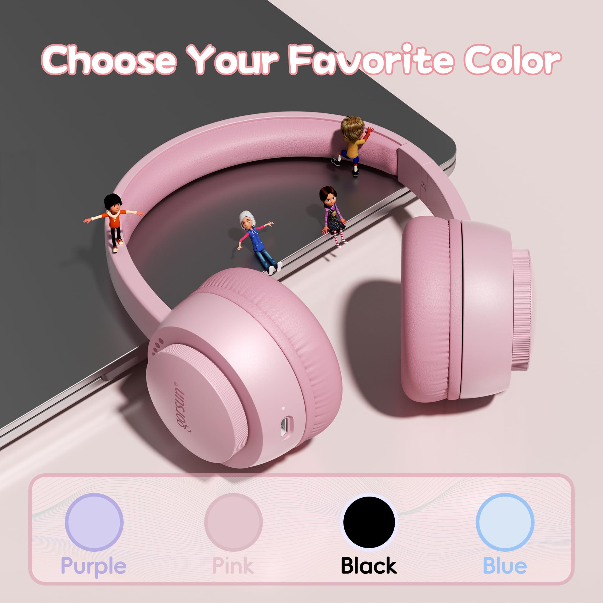 Foto 8 pulgar | Auriculares Infantiles Gorsun Bluetooth 5.3 45h Play Time Pink - Venta Internacional.