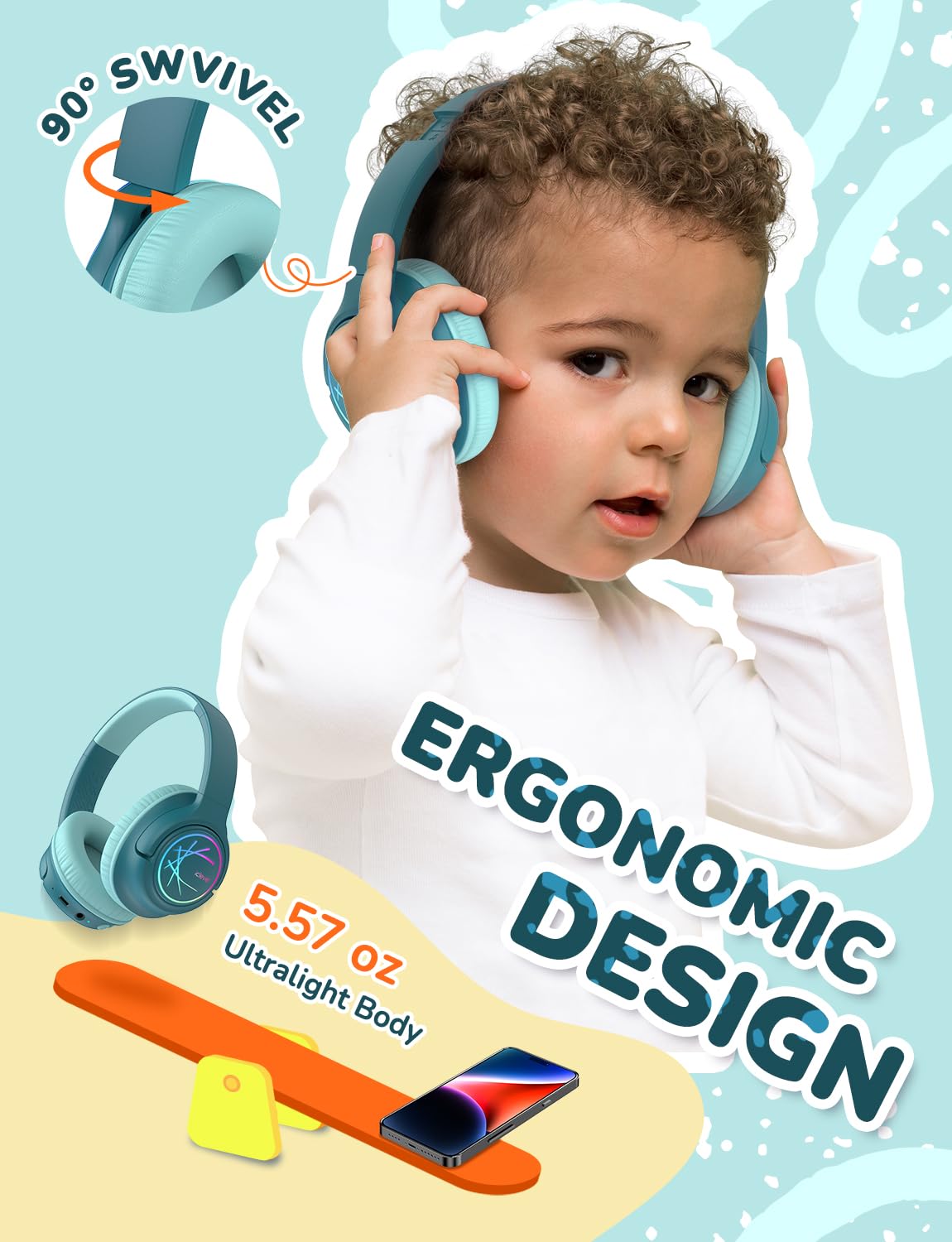 Foto 6 pulgar | Auriculares Bluetooth Iclever Bth18 Para Niños Con Luces Led Verdes - Venta Internacional.
