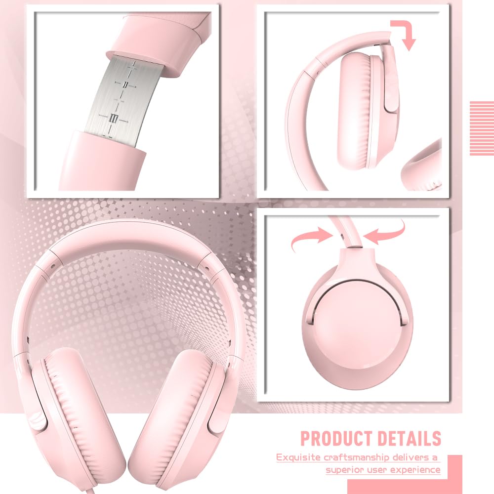 Foto 5 pulgar | Auriculares Con Cable Midola Hi-fi Sound Con Micrófono Rosa - Venta Internacional.