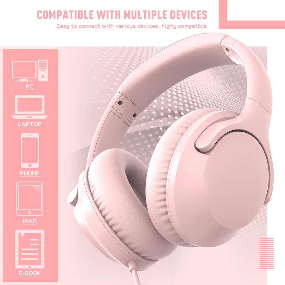Foto 6 pulgar | Auriculares Con Cable Midola Hi-fi Sound Con Micrófono Rosa - Venta Internacional.