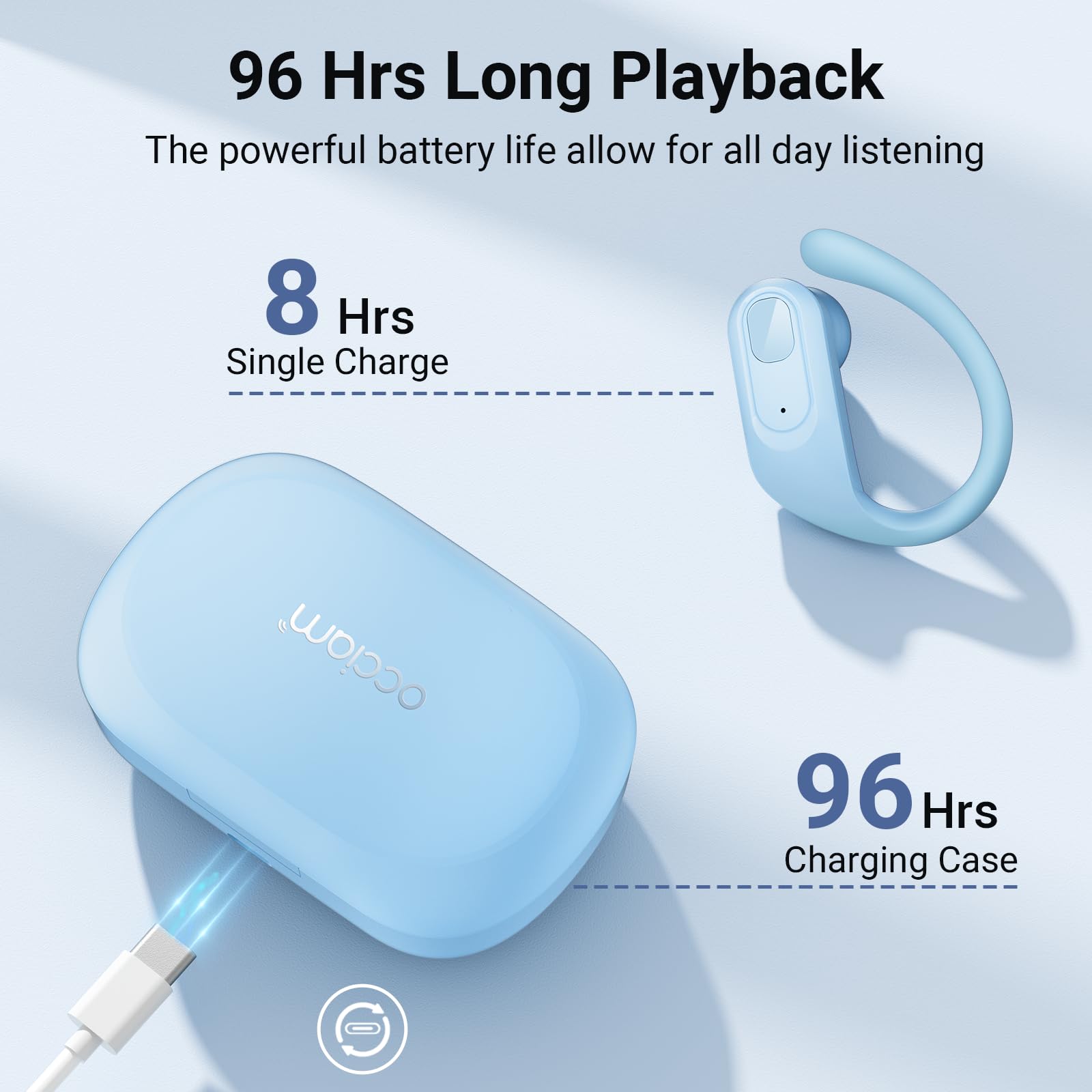 Foto 6 pulgar | Auriculares Inalámbricos Occiam 96 Hrs Playback Sport Waterproof Blue - Venta Internacional.
