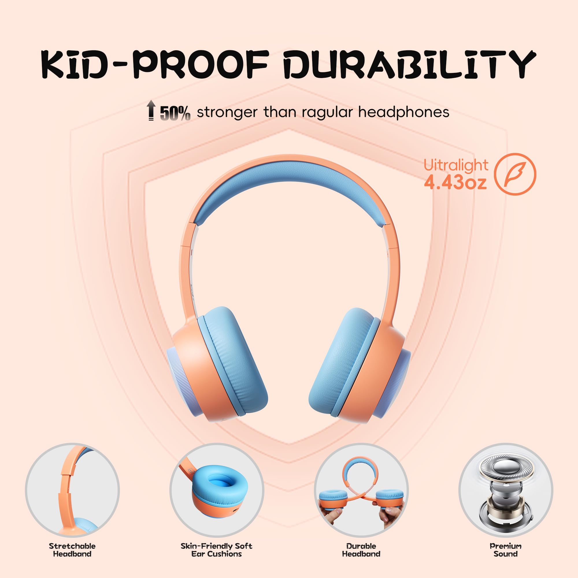 Foto 6 pulgar | Auriculares Para Niños Gorsun Bluetooth 5.3 85db Volumen Limitado Naranja - Venta Internacional.