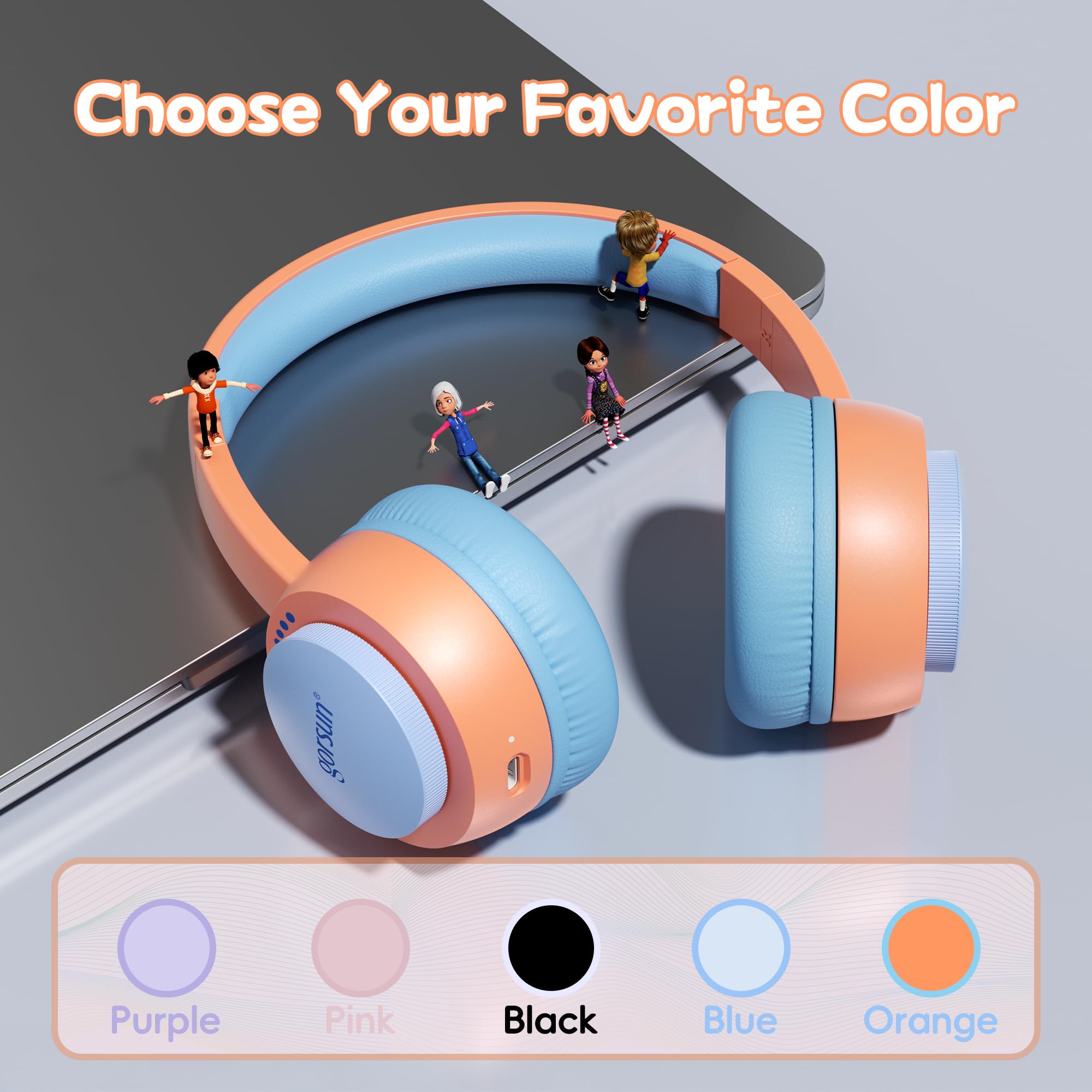 Foto 8 pulgar | Auriculares Para Niños Gorsun Bluetooth 5.3 85db Volumen Limitado Naranja - Venta Internacional.