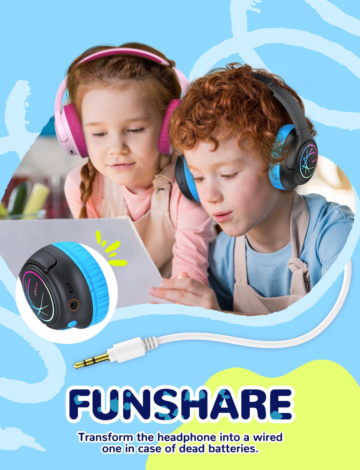 Foto 8 pulgar | Auriculares Bluetooth Iclever Bth18 Kids Led 43h Playtime Negros - Venta Internacional.