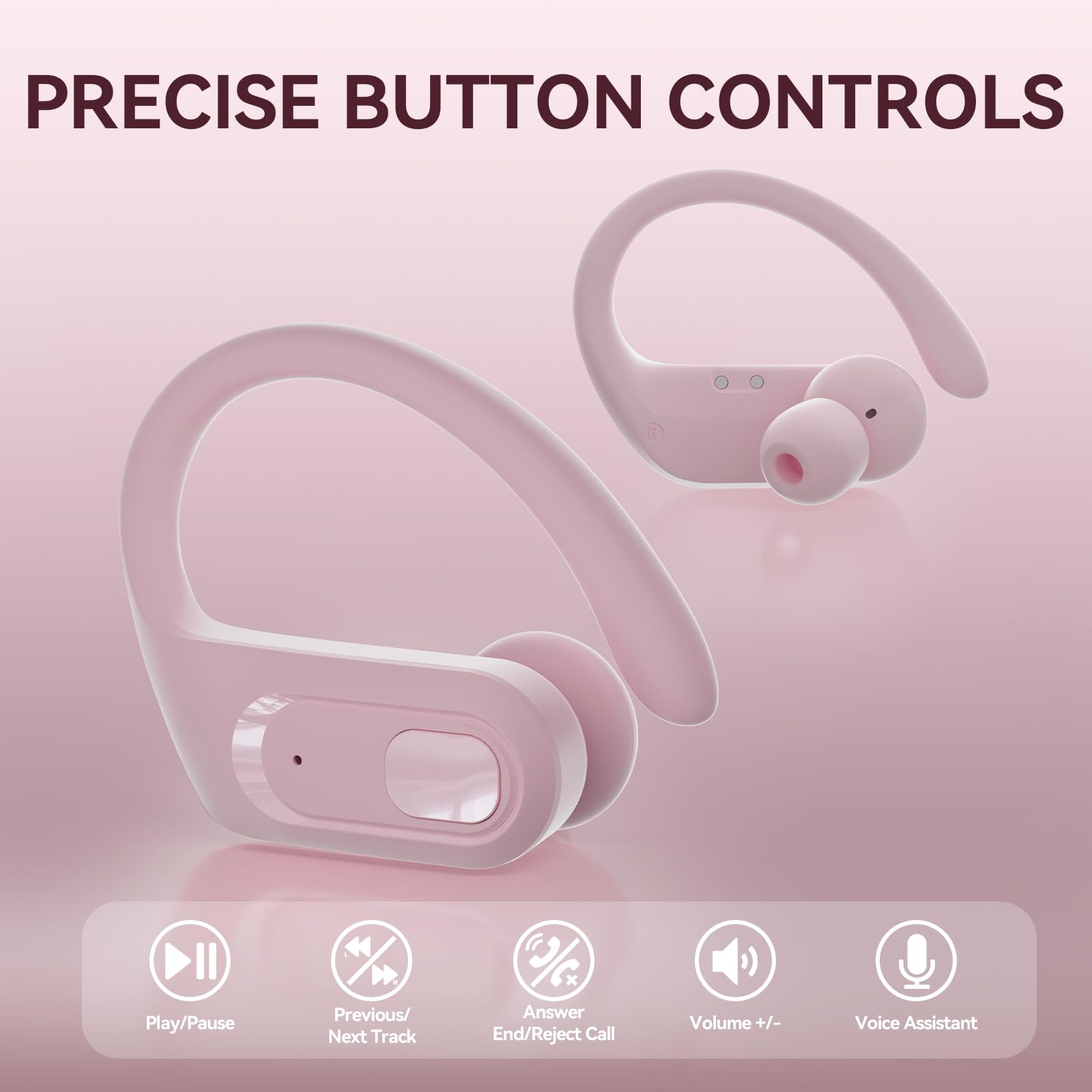 Foto 5 pulgar | Auriculares Inalámbricos Occiam 96 Horas De Reproducción, Resistentes Al Agua, Color Rosa Polvoriento - Venta Inte