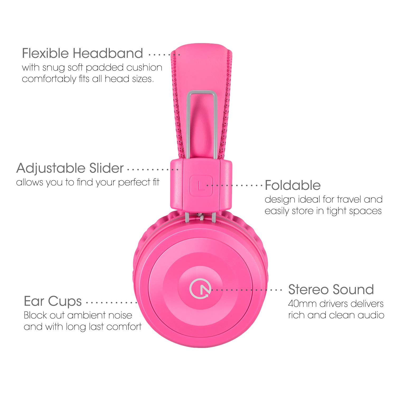 Foto 3 pulgar | Auriculares Noot Products K22 Kids Plegable Stereo Flamingo Pink - Venta Internacional.