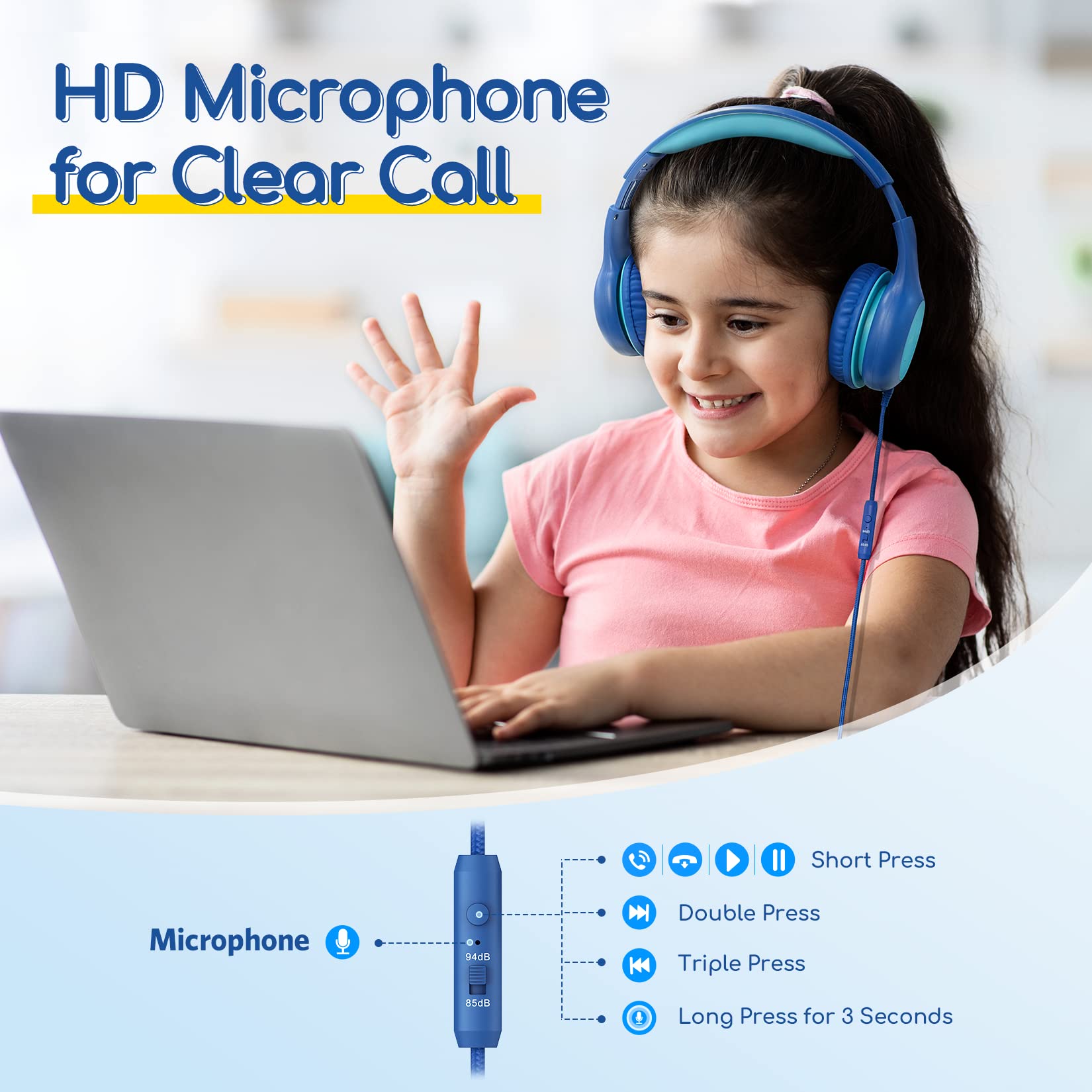 Foto 4 pulgar | Auriculares Earfun Kids K1 Con Cable Y Micrófono Con Volumen De 85/94 Db - Venta Internacional.